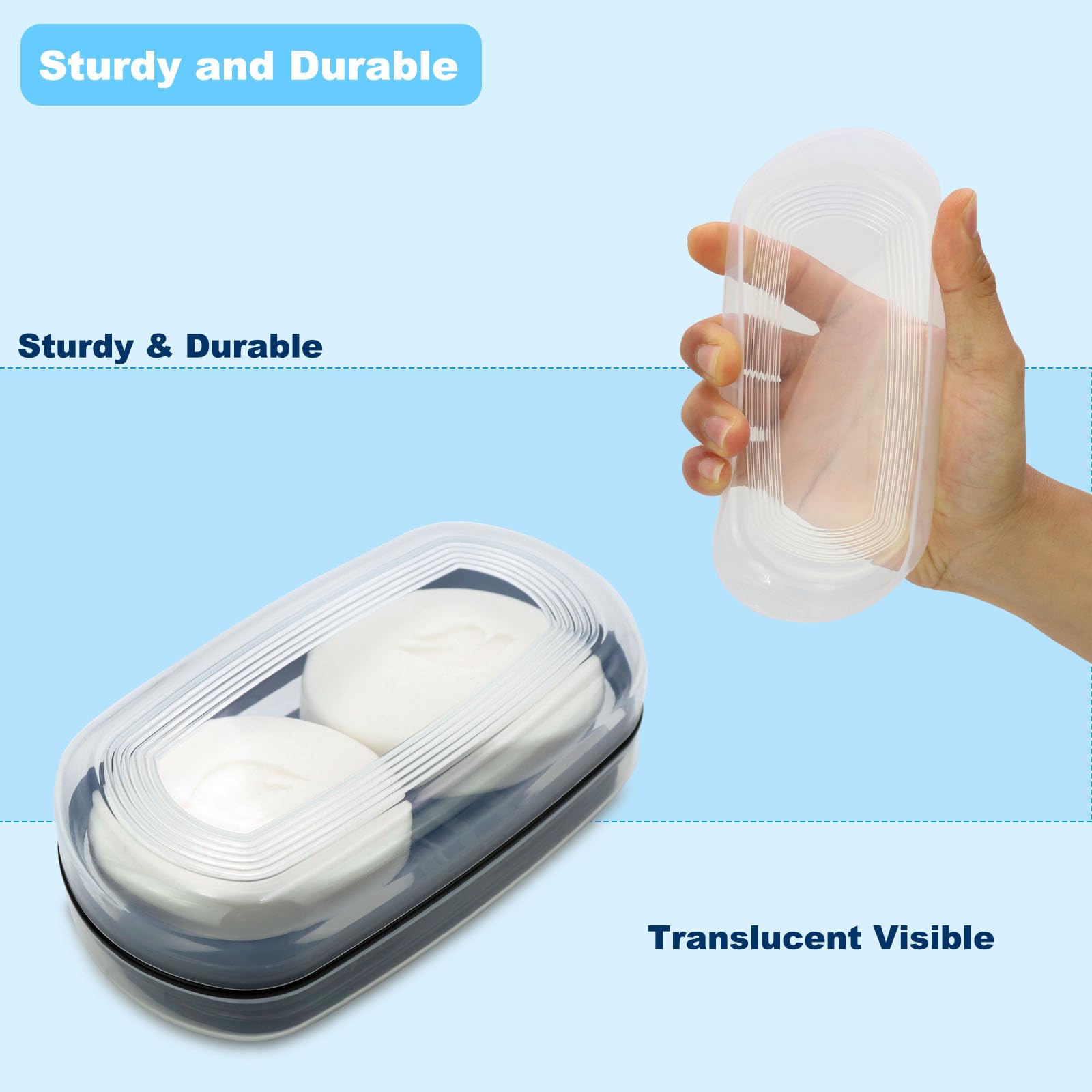 Solid Shampoo Bar Holder, Large Bar Soap Holder, Travel Soap Container, Soap Box With Draining Layer, Soap Case For Bathroom, Tr