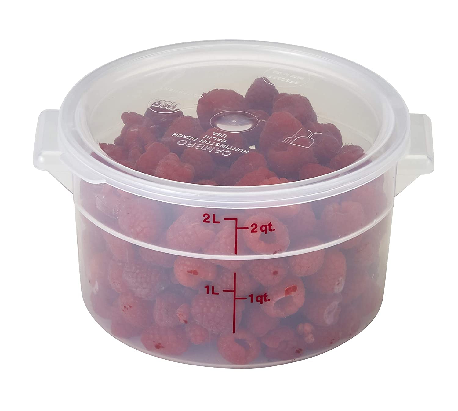 Lumintrail Cambro 2 Quart Round Food Storage Container, 2-Pack Translucent, With A Translucent Lid, Bundle With A Measuring Spoo