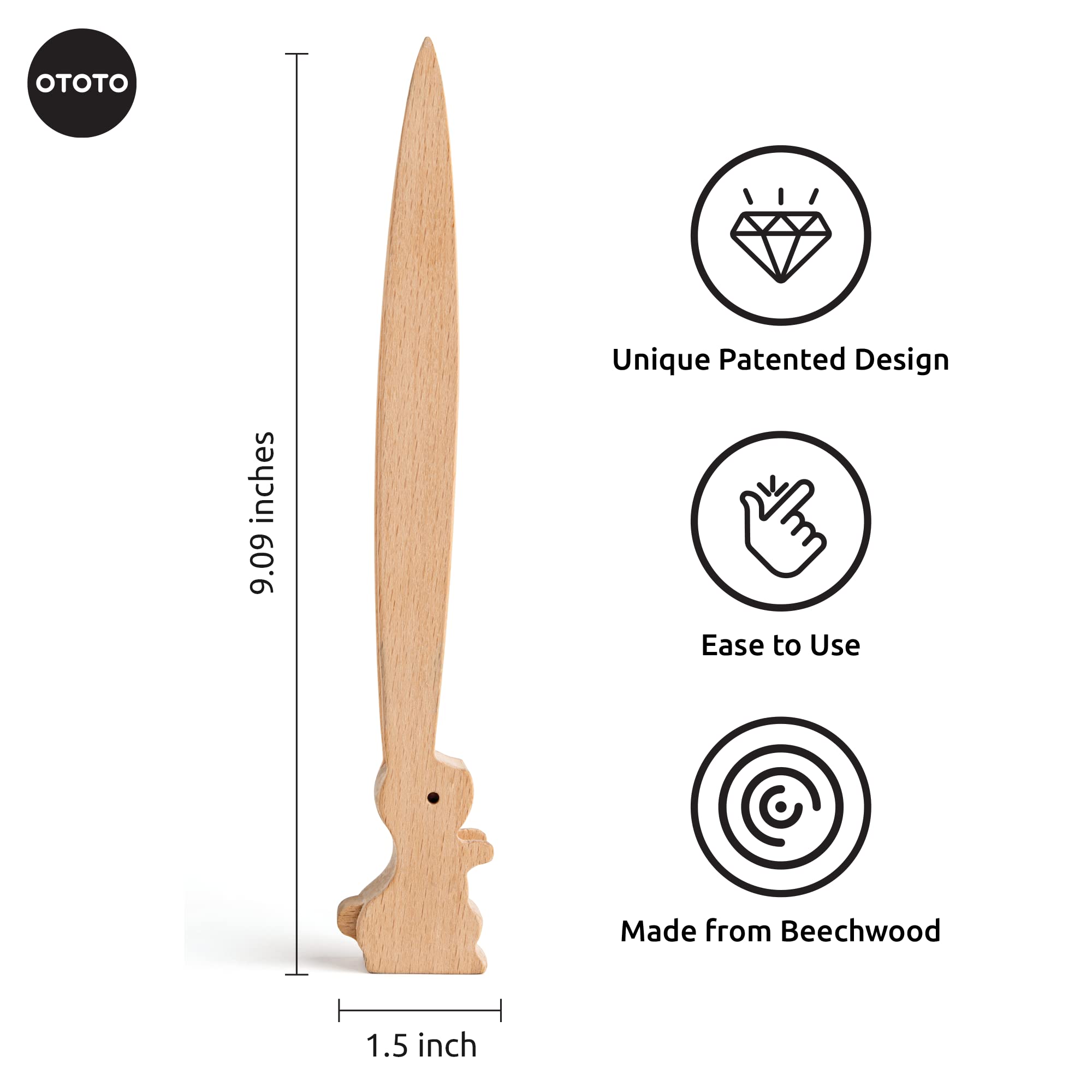 Ototo Bernie Bunny Toaster Tongs - Rabbit Toast Tongs, Wooden Tongs For Toaster, Wooden Toaster Tongs, Kitchen Tongs - Multipurp