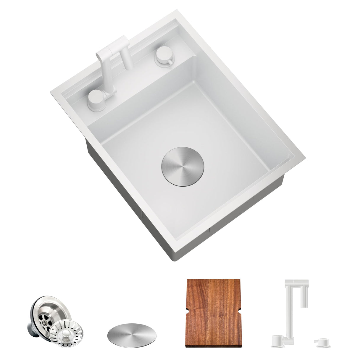 Torva Rv Kitchen Sink, 16 X 21 X 9 Inch Undermount Bar Sink 16 Gauge Stainless Steel Single Bowl Sink With Foldable Faucet Cutti