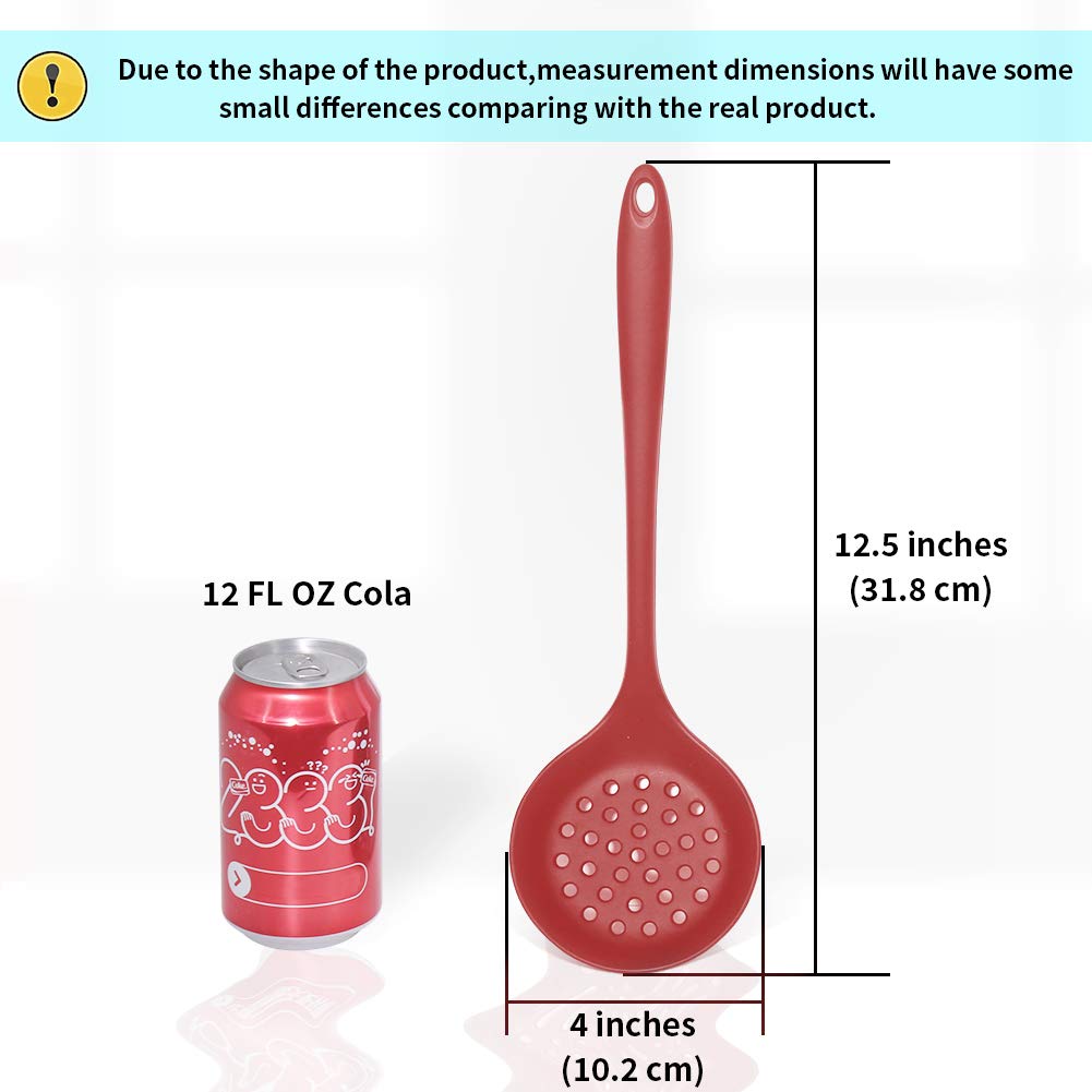 77L Slotted Spoon, Heatproof Skimmer Strainer Slotted Spoon, Seamless One-Piece Non-Stick Cooking Silicone Scoop Ladle With Ergo