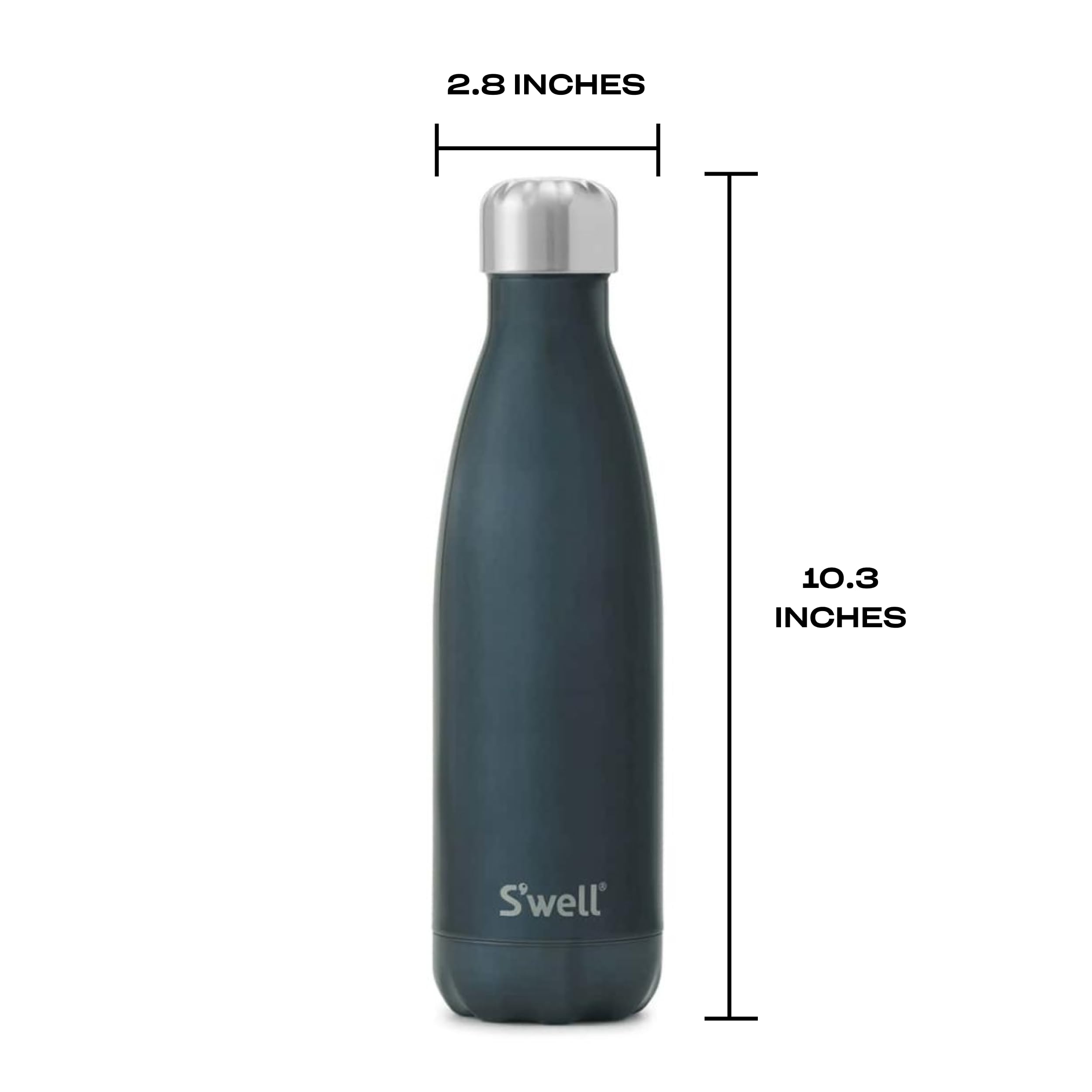 S'Well Stainless Steel Water Bottle, 17Oz, Blue Suede, Triple-Layered Vacuum Insulated Containers Keeps Drinks Cold For 36 Hours