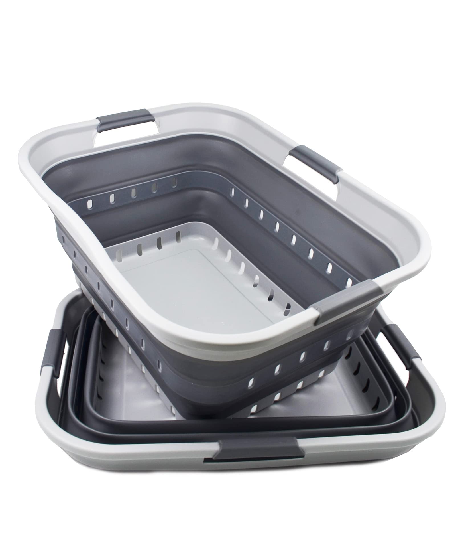 Sammart 42L (11 Gallon) Collapsible Plastic Laundry Basket - Foldable Pop Up Storage Container/Organizer - Portable Basket - Spa