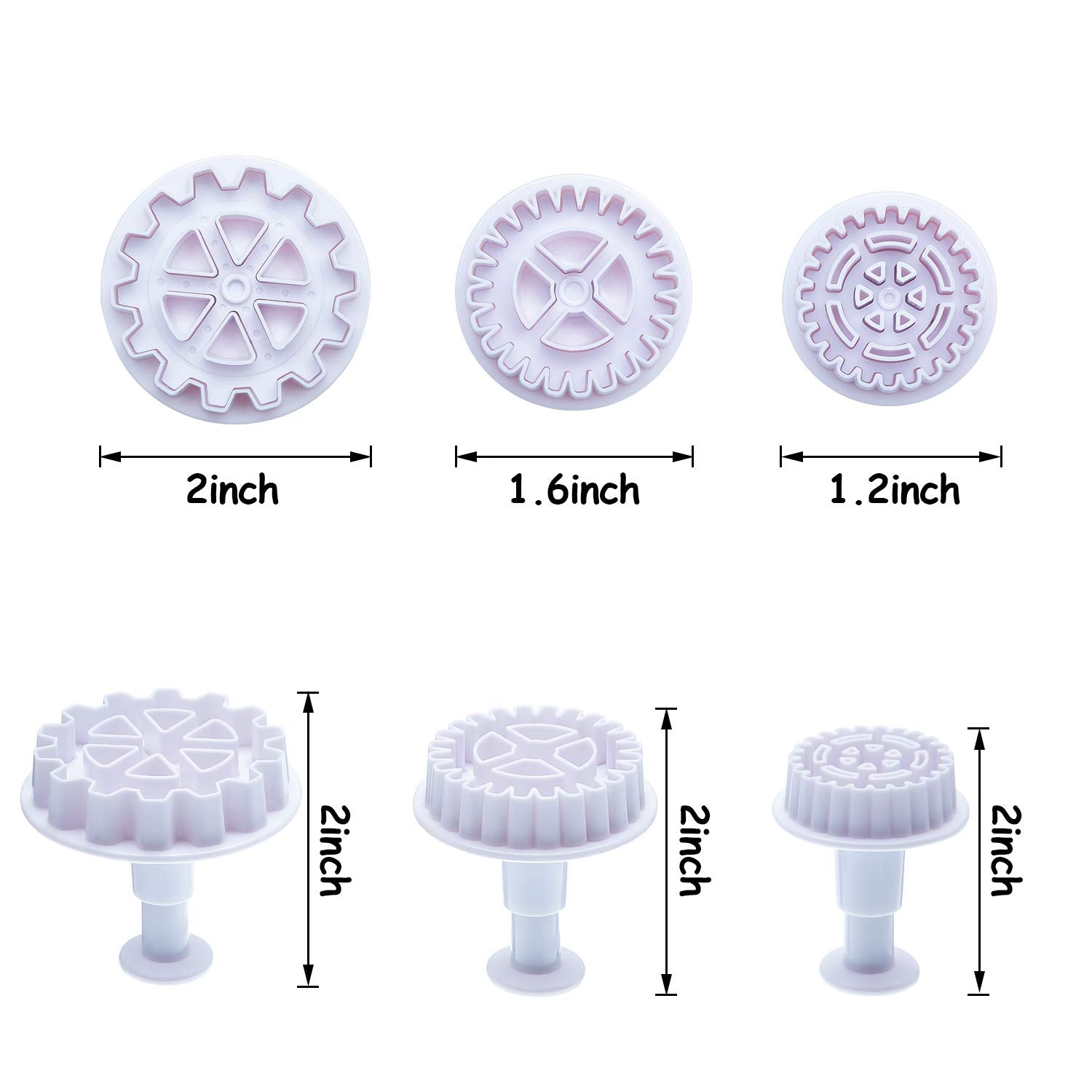 6 Pieces Gear Cookie Cutters Steampunk Fondant Molds Cogs Mold Clock Wheel Mold Fondant Cake Mold Plunger Cutter For Cupcake Dec