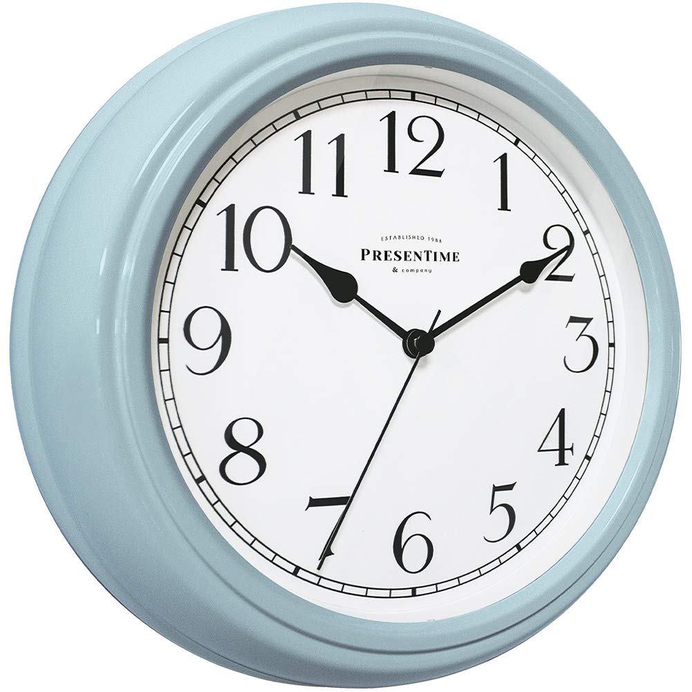 Presentime & Co Chic Home Collection 10 Molly Clock, Silent No Ticking, Blue Color. Modern Decorative Wall Clock for Kitchen, Ki