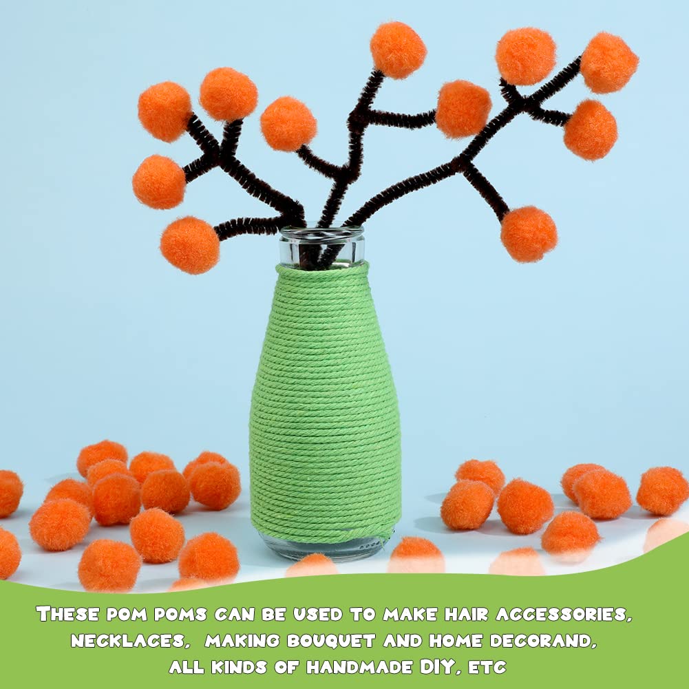 150 Pieces Pom Poms, 1 Inch Orange Craft Pom Poms, Christmas Fuzzy Pompom Puff Balls, Small Pom Pom Balls For Diy Arts, Crafts P
