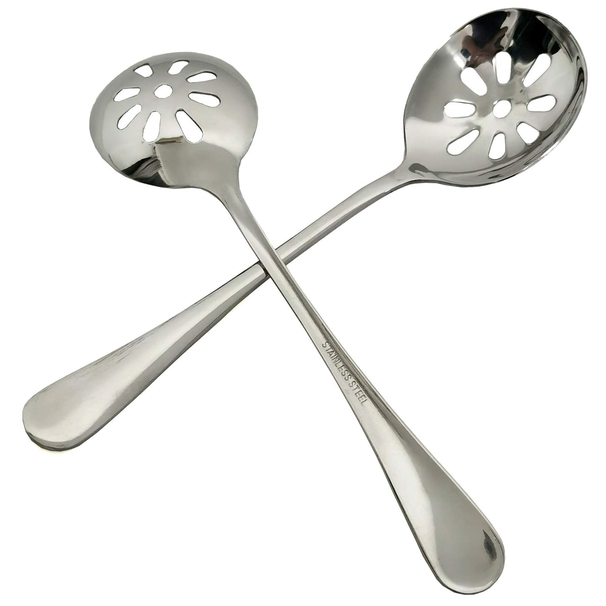 Goeielewe 2-Pack Soup Slotted Serving Spoon 7.7-Inch Stainless Steel Colander Spoon For Buffet, Dinner, Restaurants, Kichen (Slo