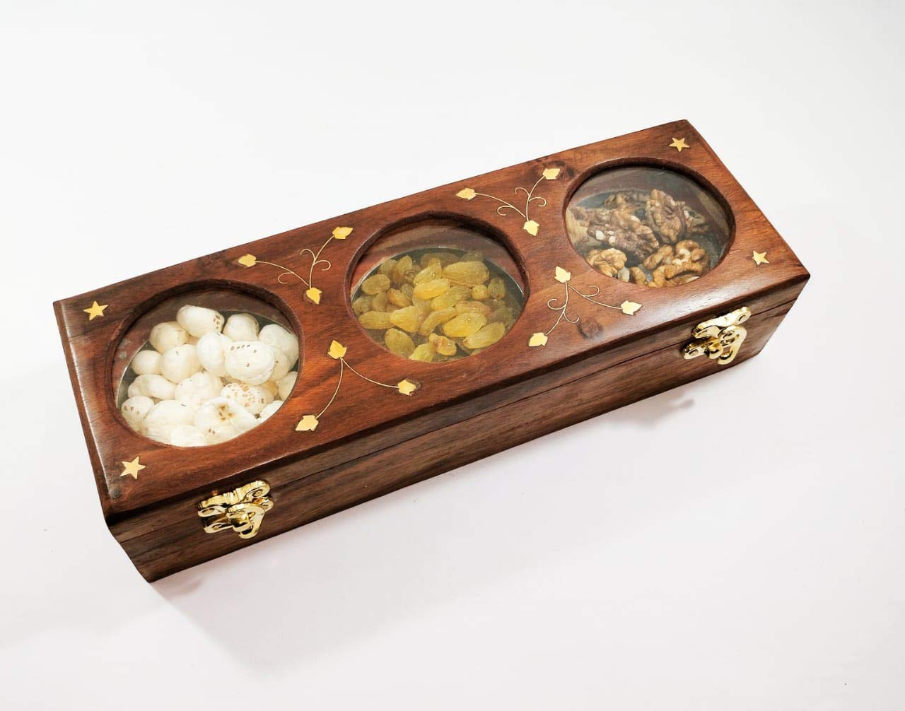 Deluxe Wood Handicrafts Spice Box For Kitchen Wood Container With Lid Decorative Masala Dabba Organizer Handmade/Spice Storage R