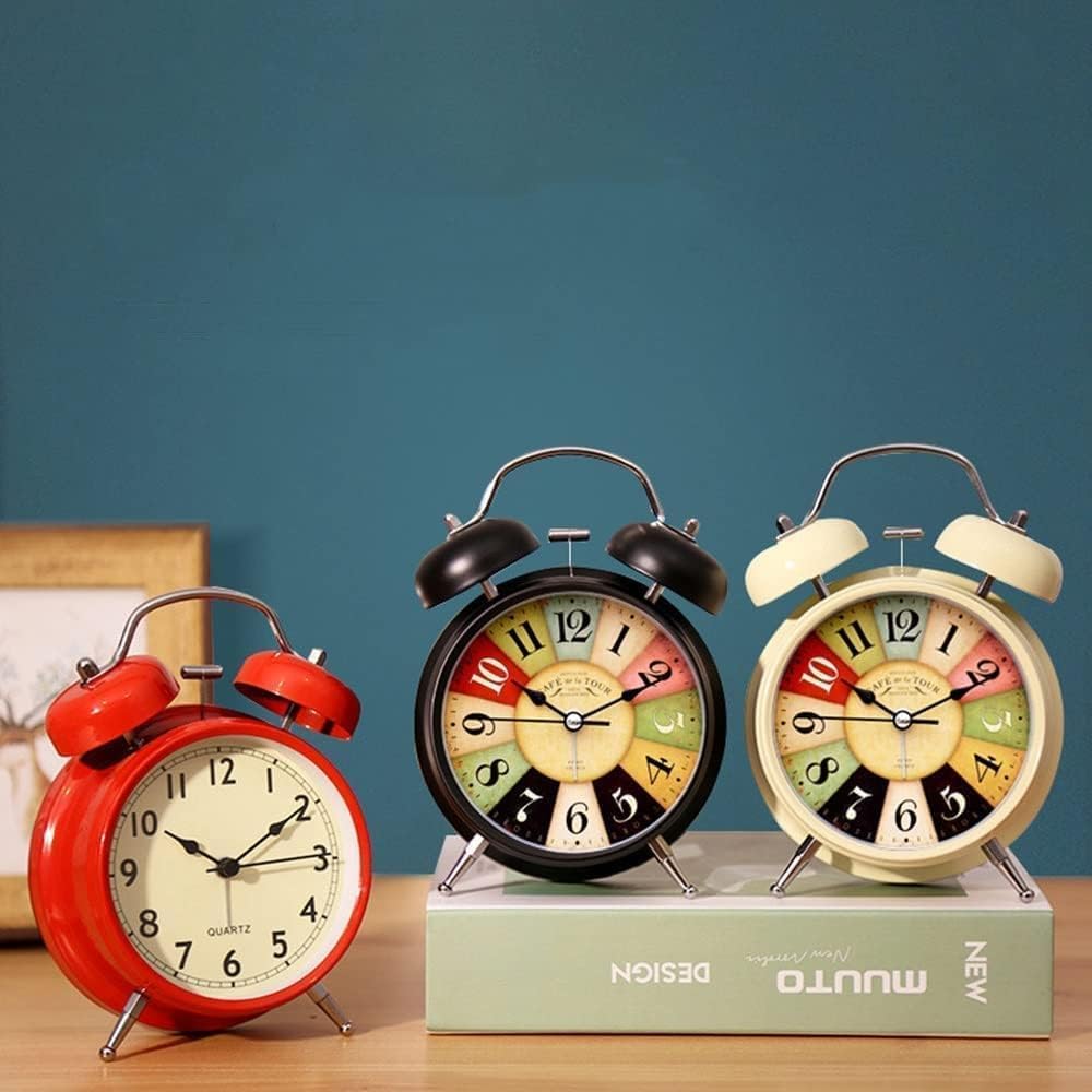 Aerys Vintage Twin Bell Alarm Clock, Analog Display, Night Led Light, Extra Loud Heavy Ringer, Table Clock For Students And Kids
