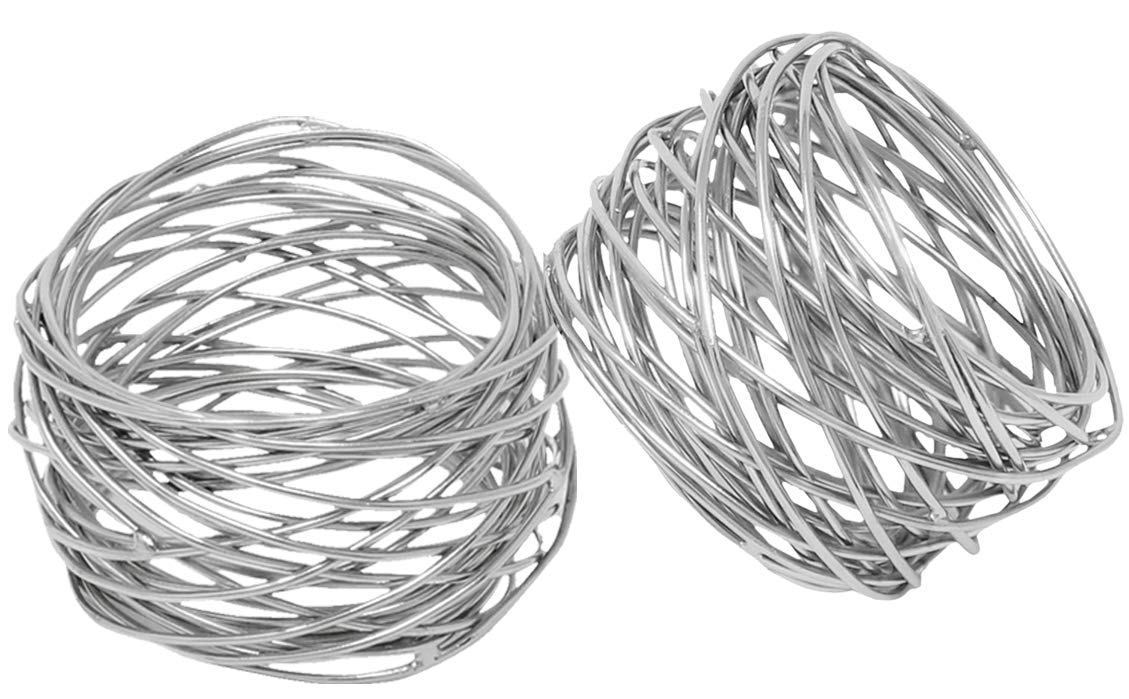 Skavij Metal Mesh Elegant Napkin Rings Set For Dining Table Decoration (Dia-2 Inch, Pack Of 6, Silver)