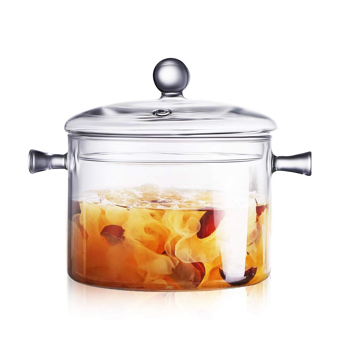 Glass Saucepan With Cover, 1.5L/50 Fl Oz Heat-Resistant Glass Stovetop Pot And Pan With Lid, The Best Handmade Glass Cookware Se