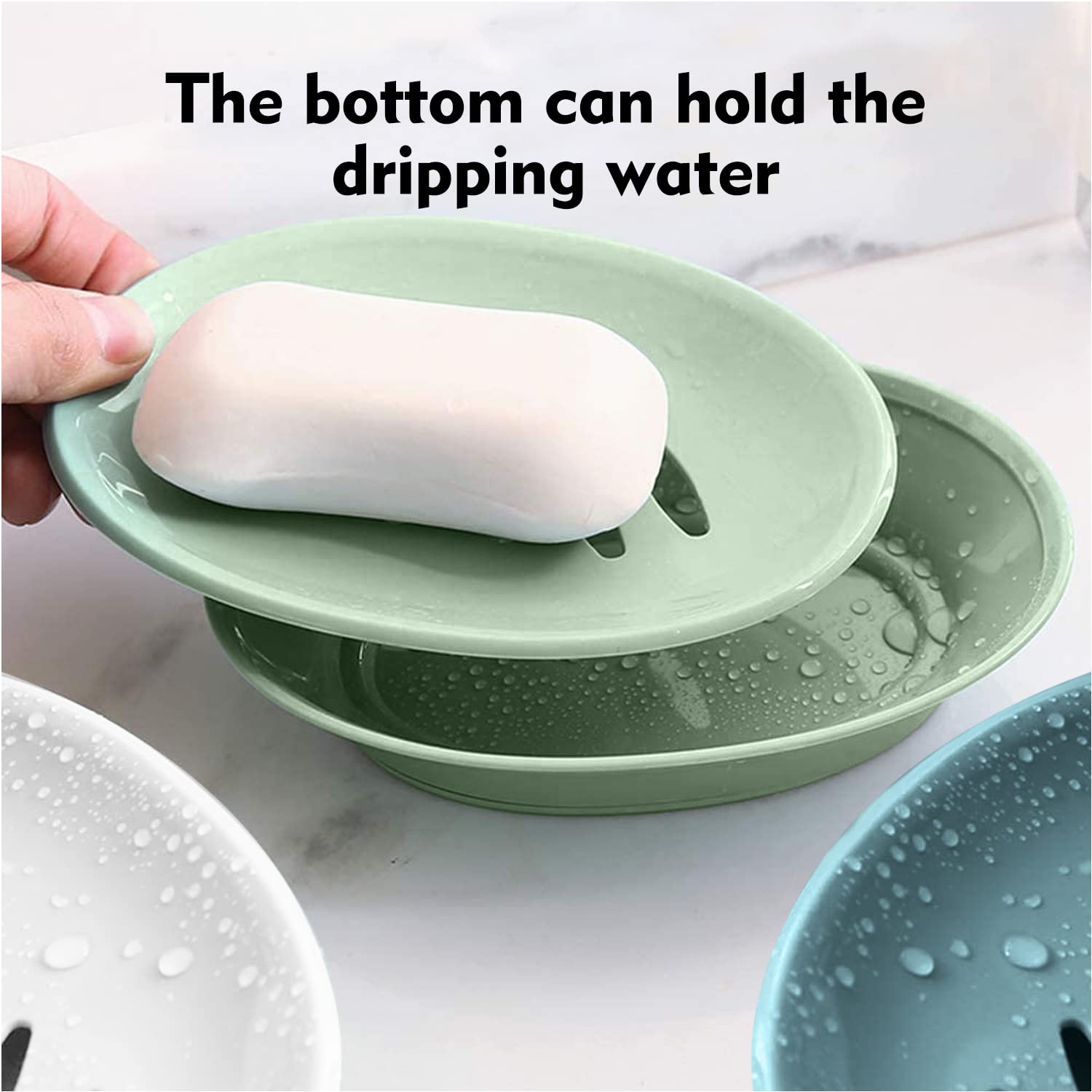 3-Pack Soap Dish With Drain Soap Holder, Soap Saver Easy Cleaning, Stop Mushy Soap Tray For Shower Bathroom Kitchen