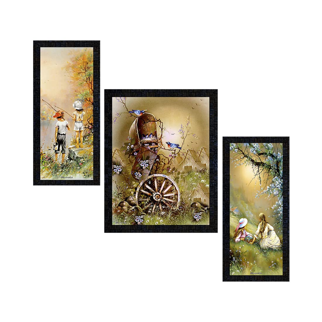 pnf Poster And Frames Hand Painted Landscape Scenery With Acrylic Sheet | Living, Bedroom | Home Decoration | Best Gifting Optio