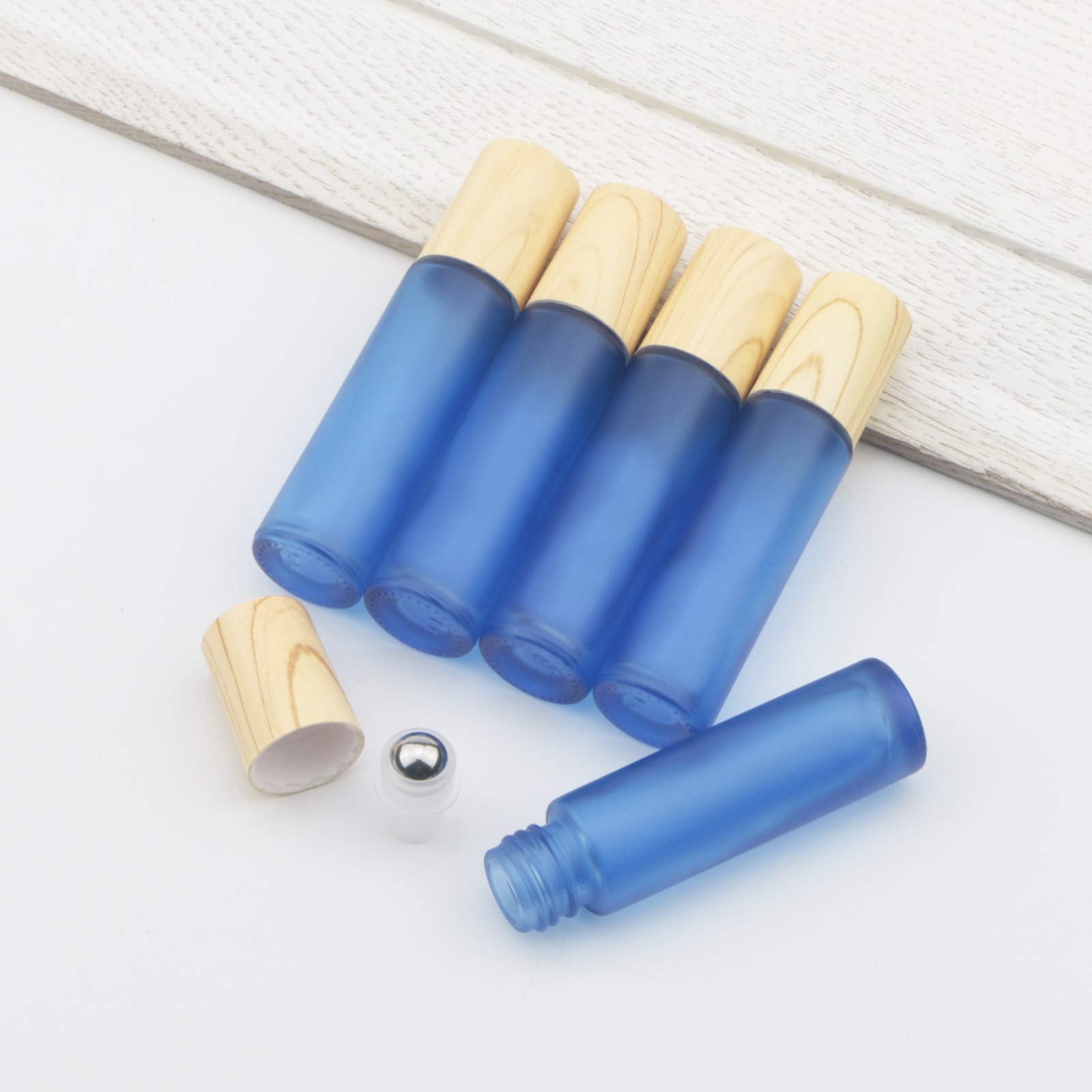 Kesell 10Pcs 10Ml Glass Roll On Bottles Portable Essential Oil Roller Bottle With Plastic Lid Refillable Small Perfume Bottle Sa