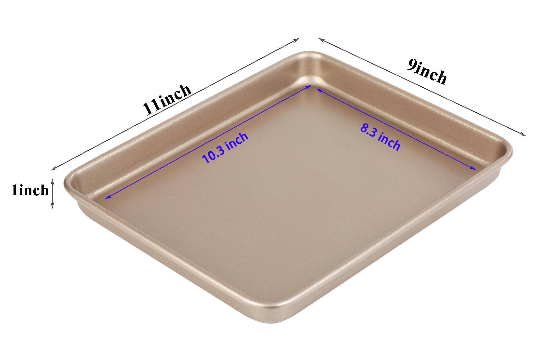 Walooza 11 Inch Baking Sheets Pan Nonstick Set Of 2, Cookie Sheet Replacement Toaster Oven Tray,Deep Size 1 Inch Bakeware, Non T