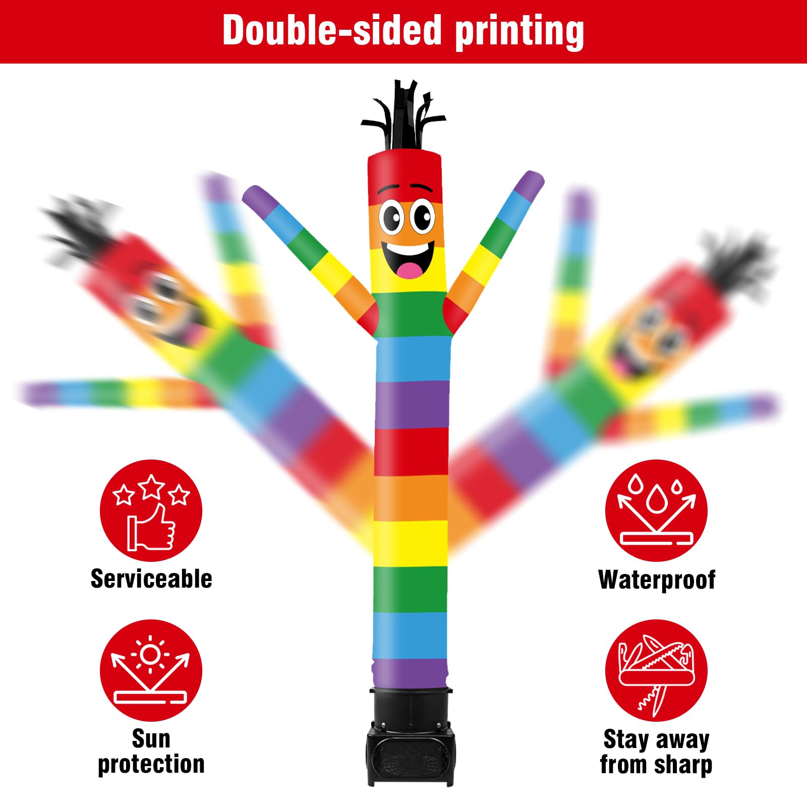 GOODENY 7FT Tall Inflatable Tube Man Wacky Wavy Dancing Guy with Weather-Resistant Blower (9  Diameter) for Outdoor Decoration A