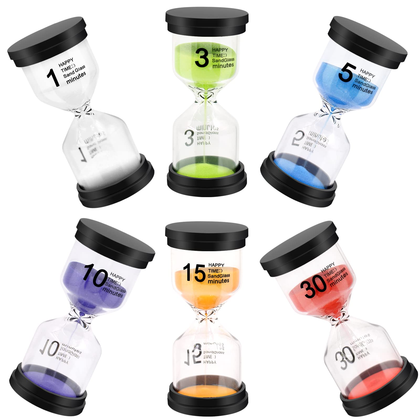 Sand Timer, Hourglass Sand Timers Colorful 1/3/5/10/15/30 Minutes Sandglass Timer With Protective Cover For Classroom Home Offic