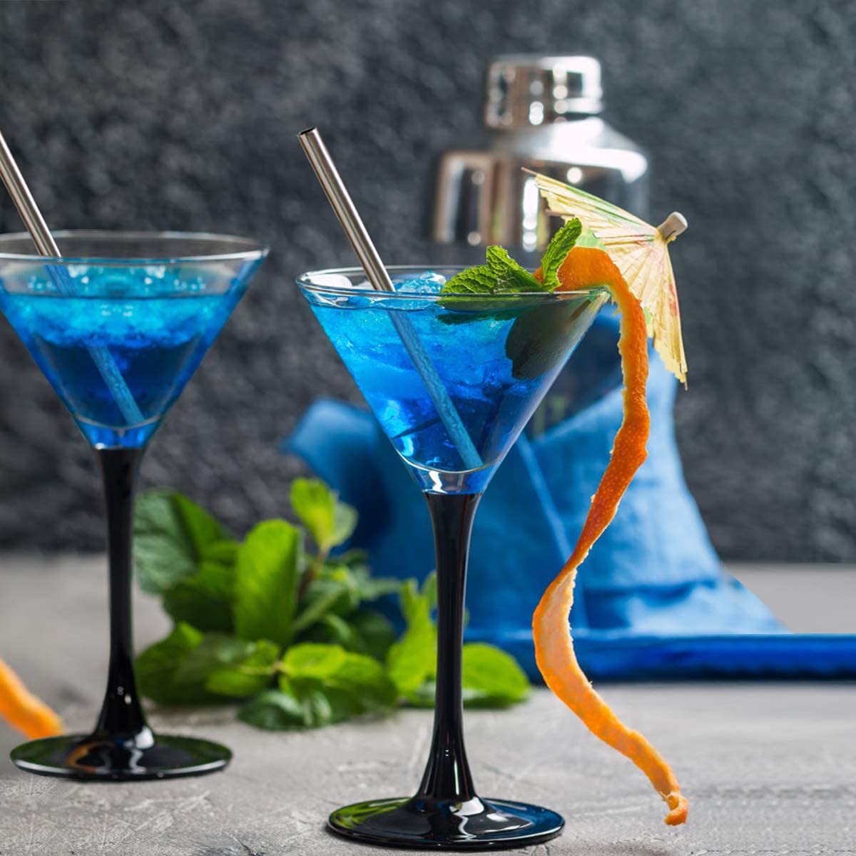 Teivio 12 Pack + Cleaning Brush, 5-Inch Extra Short Reusable Stainless Steel Drink Straws For Cocktails, Small Glasses Or Cups (