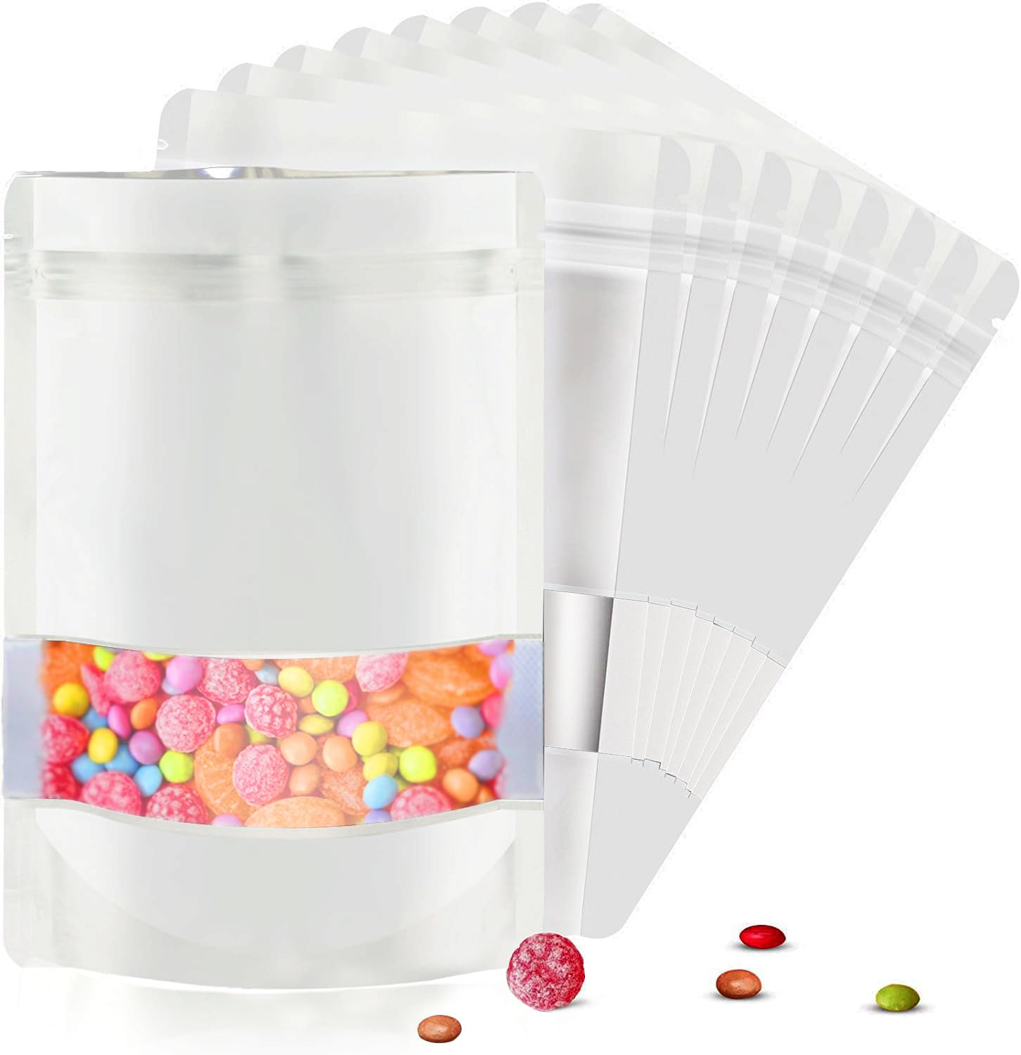 Oddier 5.5''X7.8'' 120Pcs Smell Proof Mylar Bags For Food Storage, Stand-Up Resealable Mylar Bags Food Storage Bags With Matte W