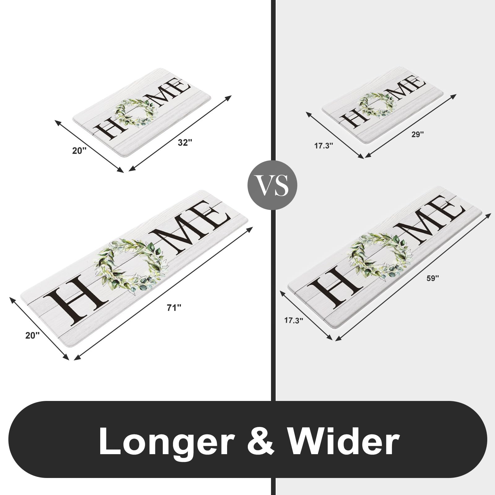 Kimode Kitchen Anti Fatigue Rug Set Of 2, Ergonomic Standing Kitchen Mat Set 2Pcs, Farmhouse Kitchen Runner Stain Resistant, Non