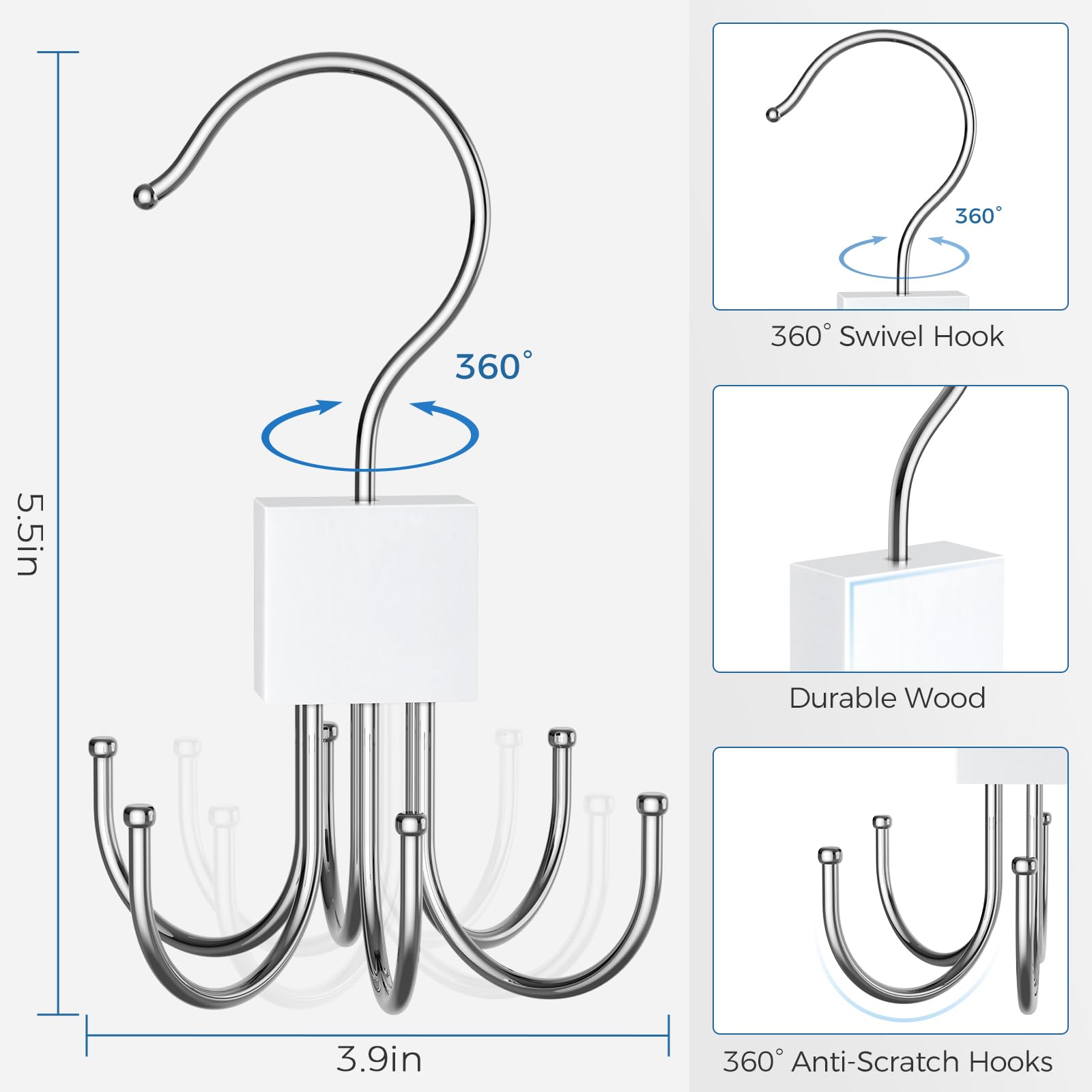 Belt Hanger, Belt Organizer For Closet 360 Rotatable Max 24 Belt Storage Space Saving Closet Organizers And Storage For Belt, Br