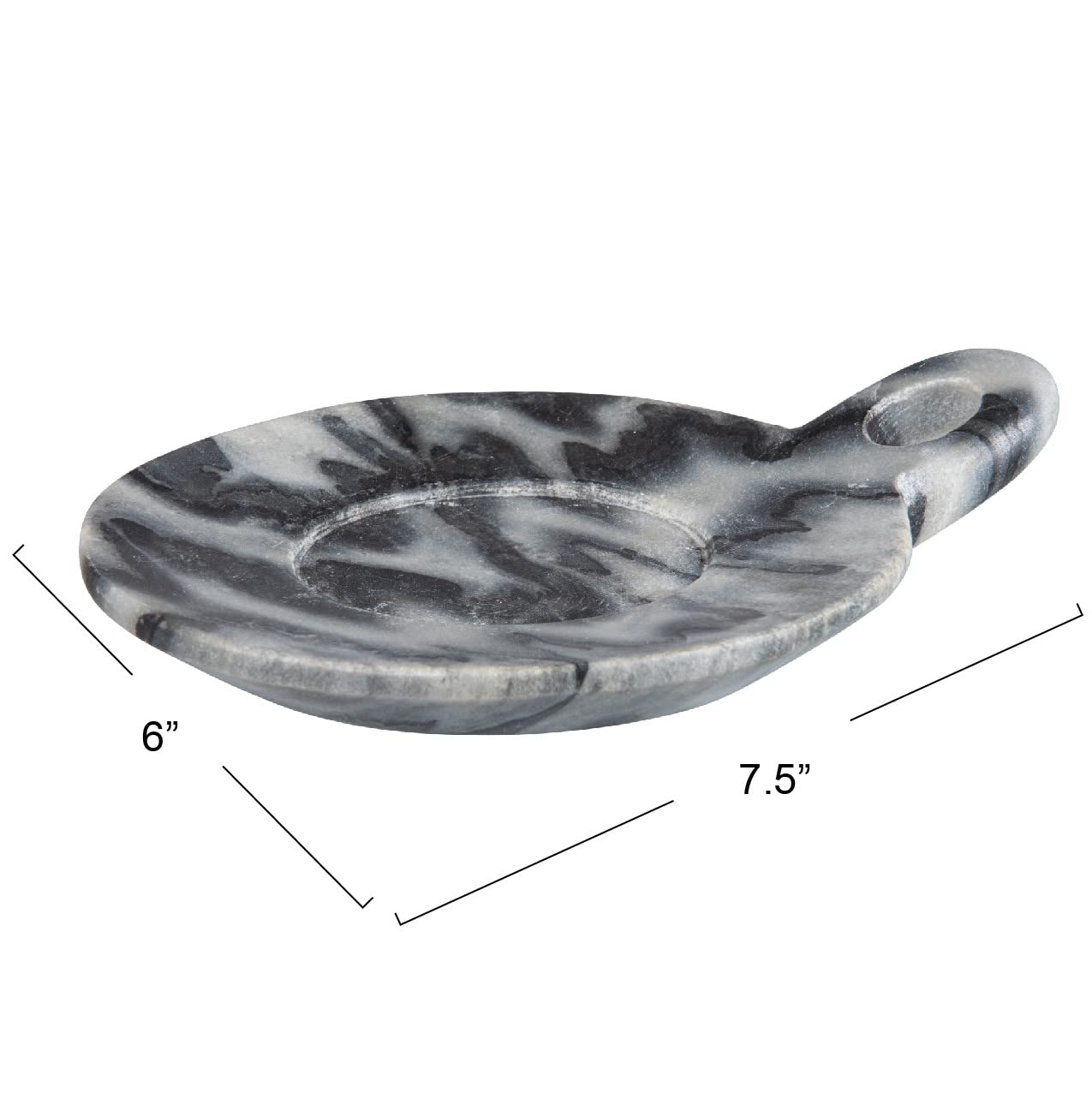 Creative Co-Op Hand-Carved Marble Handle, Grey Dish, 6''
