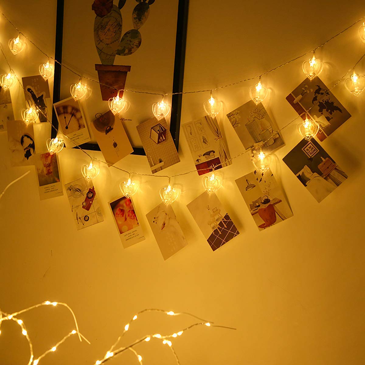 Fizzytech Photo Clip Led String Lights Perfect For Photo Hanging Birthdays Festivals Weddings Parties & Home (Heart Shape Clip 2