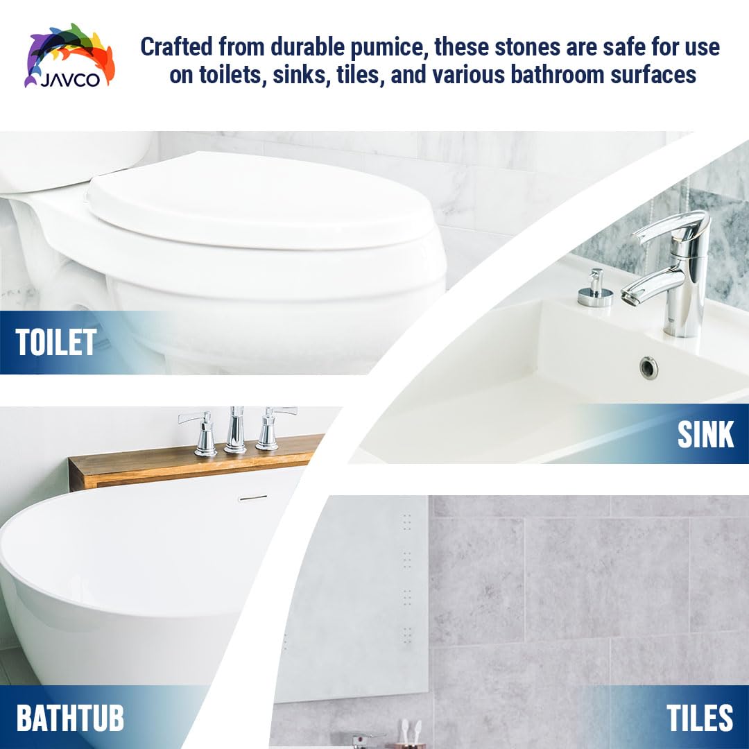JAVCO Toilet Pumice Stone 2 Pack with Handle - Grey Cleaning Stones for Toilet Bowl