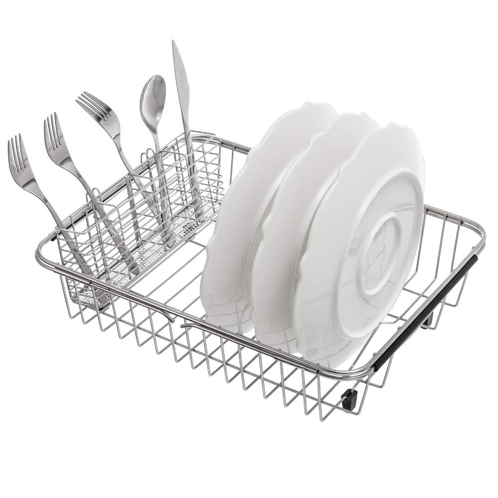 Sanno Utensil Silverware Holder Organizer Hanging Cutlery Organizer Spoon Drying Rack Basket Holder, 4 Divided Compartments Silv