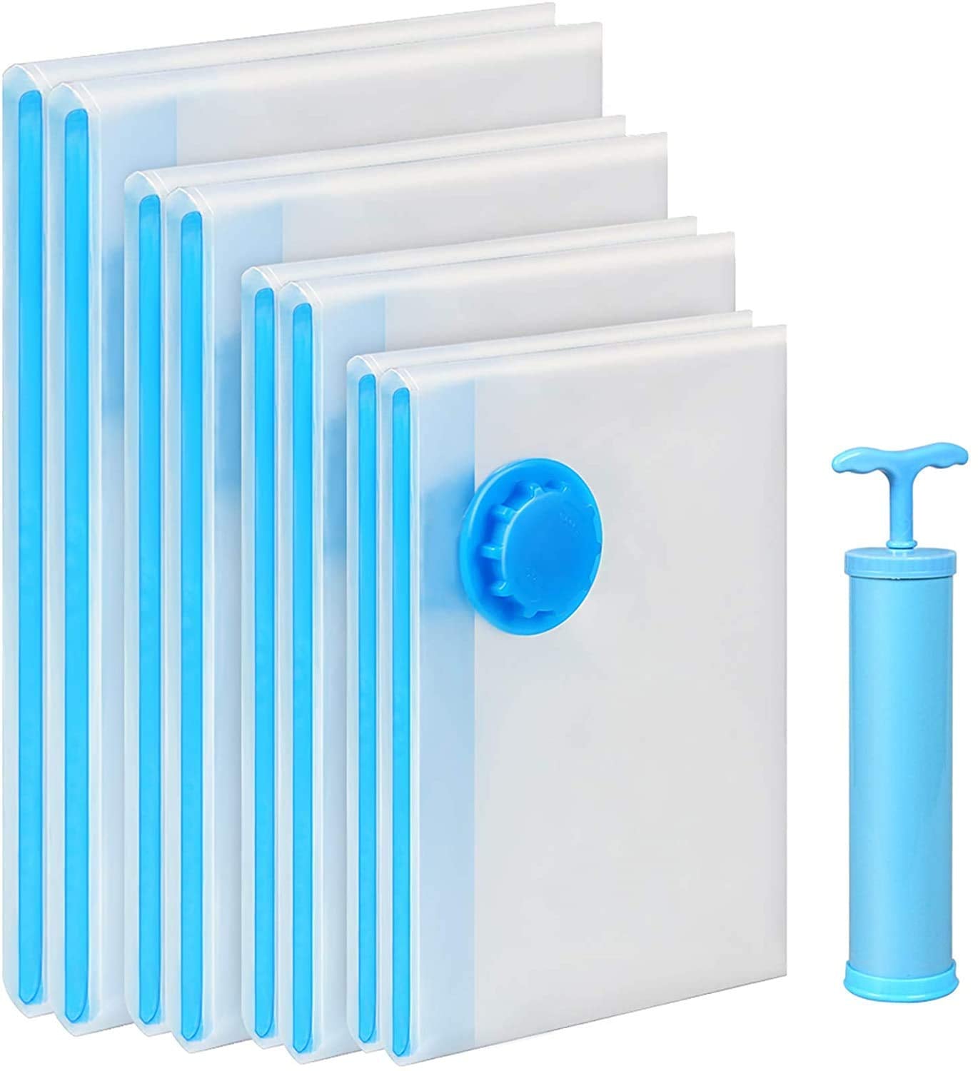 Hoshila172 Pack Of 5 Reusable Vacuum Storage Space Saver Compression Sealer Bags For Clothes With Hand Pump For Home & Travel, P