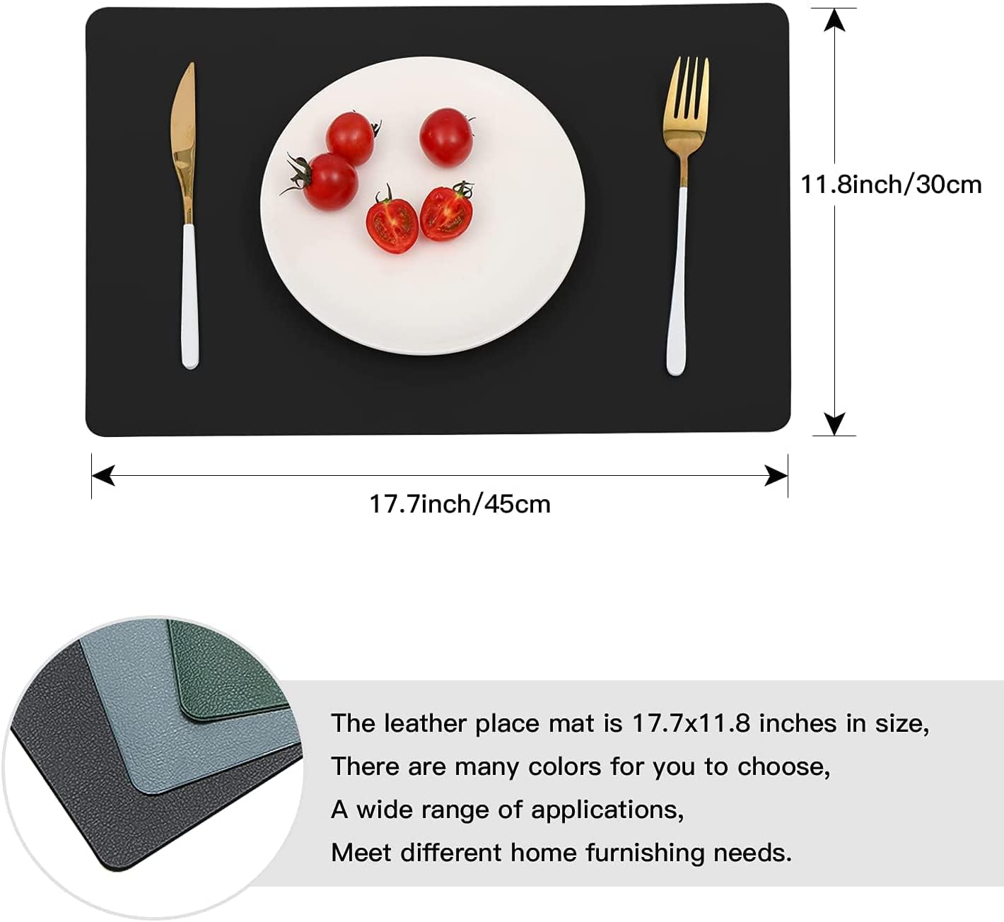 Vinjiasin Placemats Set Of 8 Black Leather Place Mats For Indoor Outdoor Kitchen Dining Table Mats Waterproof Wipeable Heat Resi