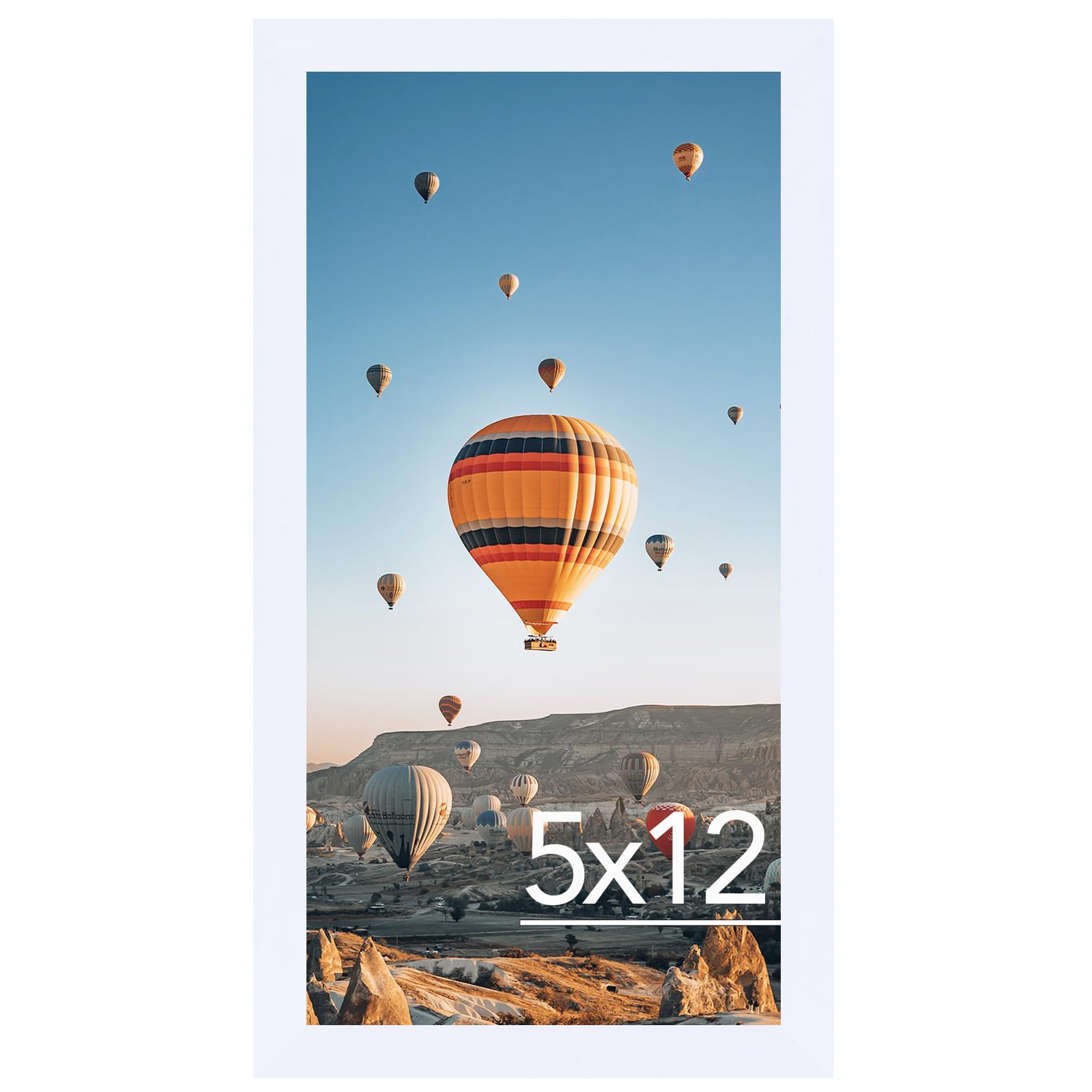 JCJMY 5x12 Picture Frame White for Wall Hanging or Tabletop, Wall Mounting Horizontally or Vertically, 5 x 12 Wall Gallery Poste