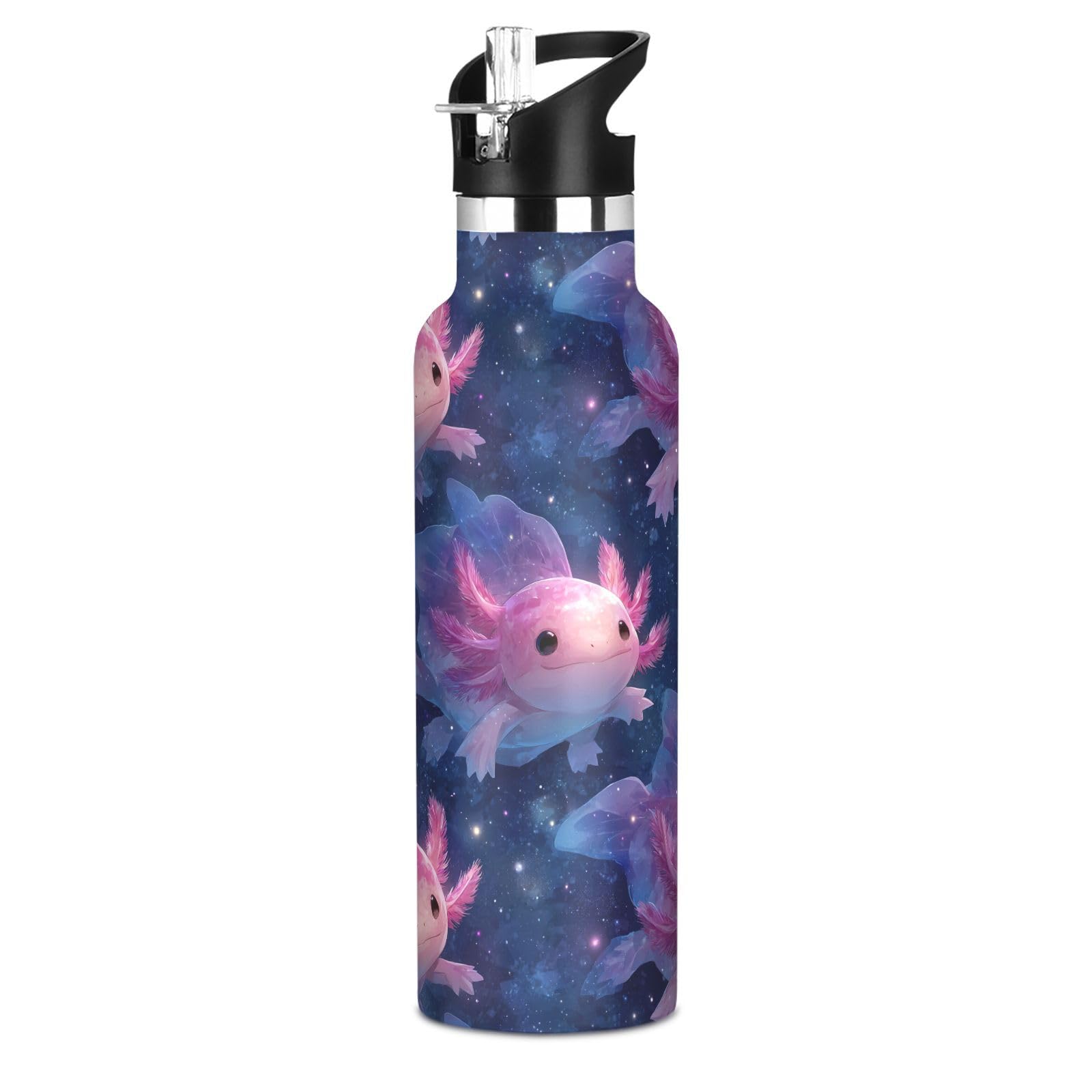 Selerdon Sports Water Bottle Cute Leopard Cub Pinks Stainless Steel Beverage Container 20 oz Coffee Cup with Detachable Straw & 