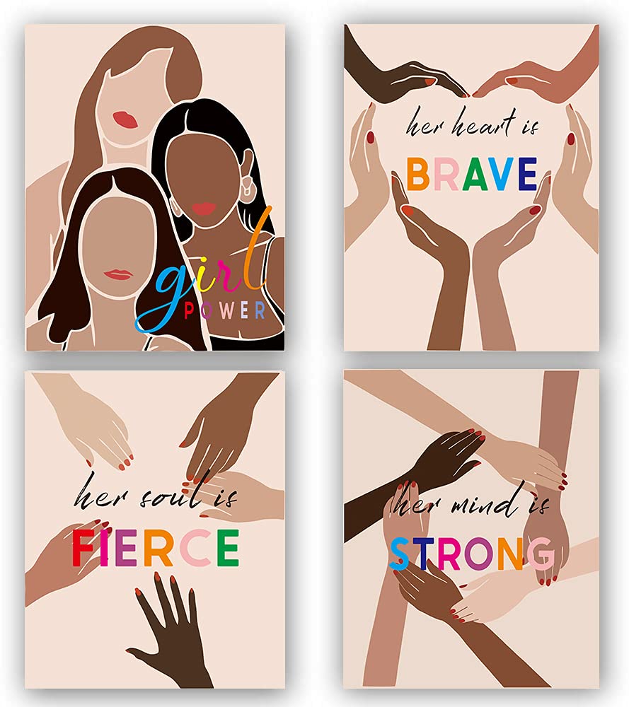 Tanxm Girl Power Diversity Poster,Inspirational Feminist Art Printing,Feminist Equality Art,Feminist Quote Poster,Perfect For Gi