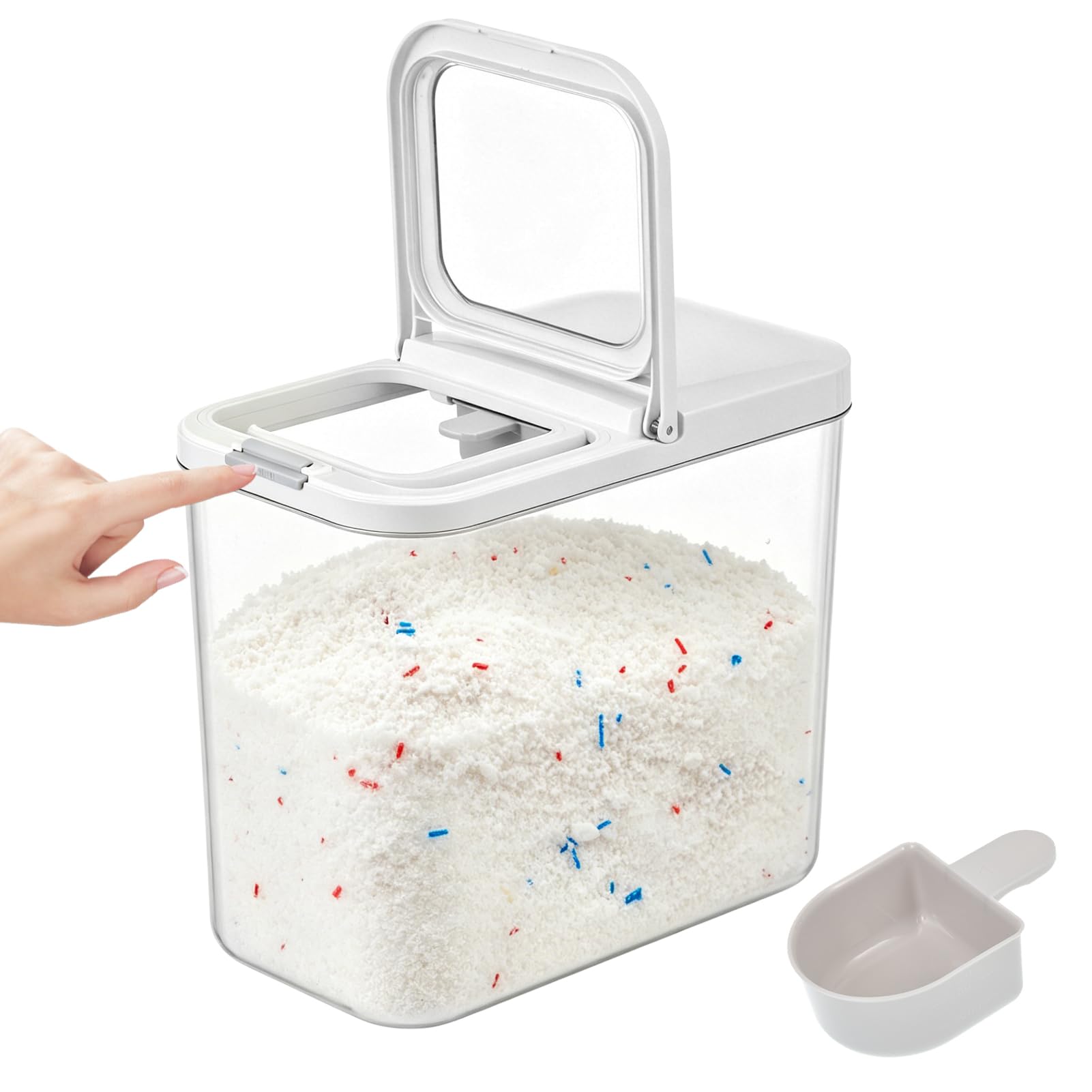 12L Laundry Detergent Dispenser with OnePress Lid & Measuring Spoon Tall Slim Laundry Powder Container for Laundry Room Organiz