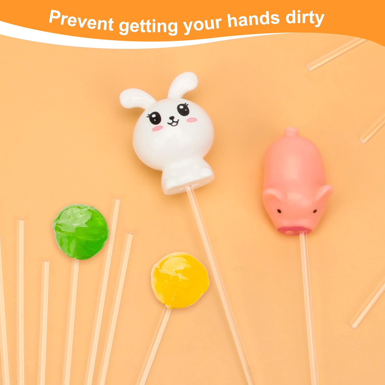 200Pcs Acrylic Lollipop Sticks, Anglekai Reusable Acrylic Pop Sticks Stirring Rod For Making Dessert (6 Inch)