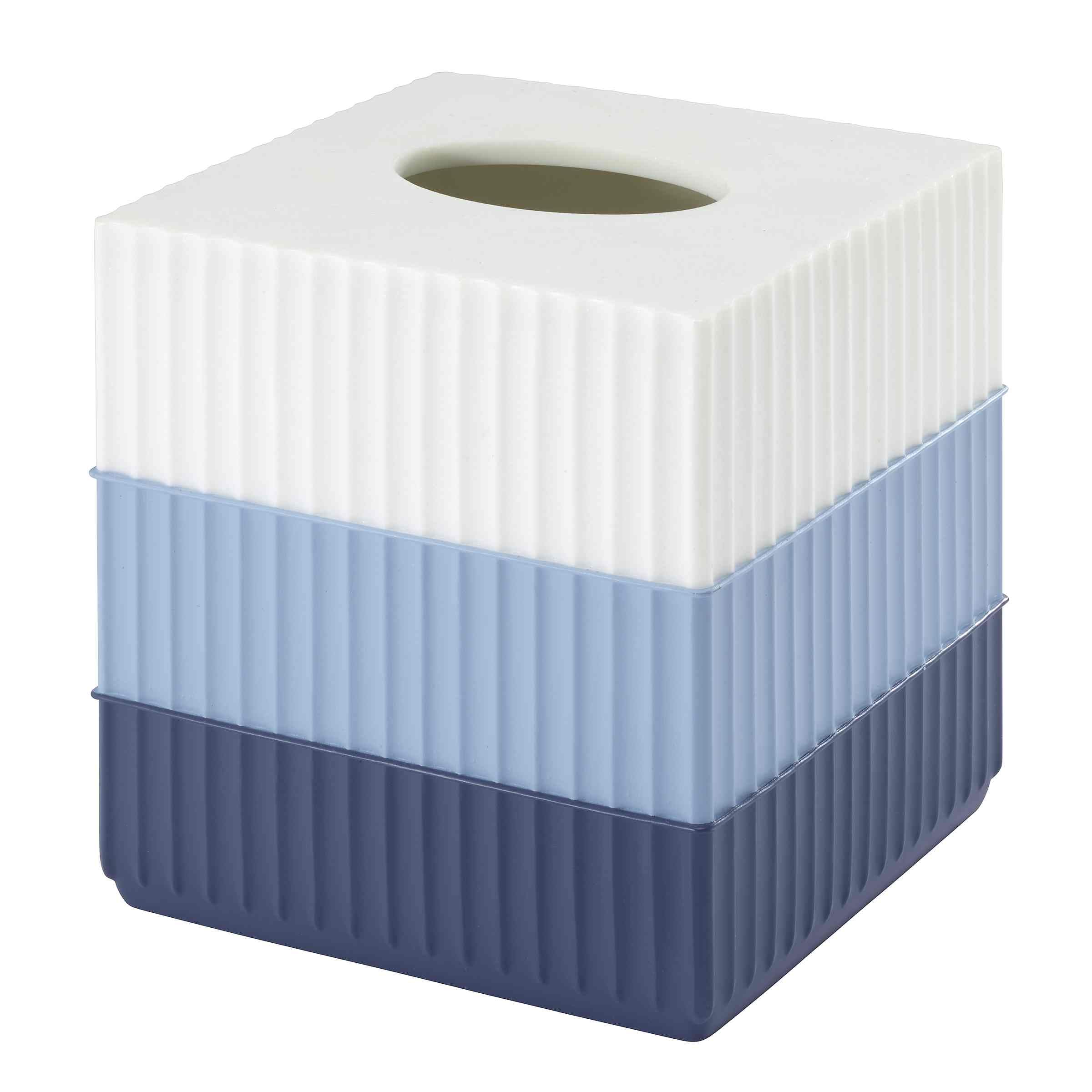 IZOD - Tissue Box Cover, Resin Countertop Bathroom Accessories, Dorm Room Essentials, Striped Bathroom Decor (Clubhouse Collecti