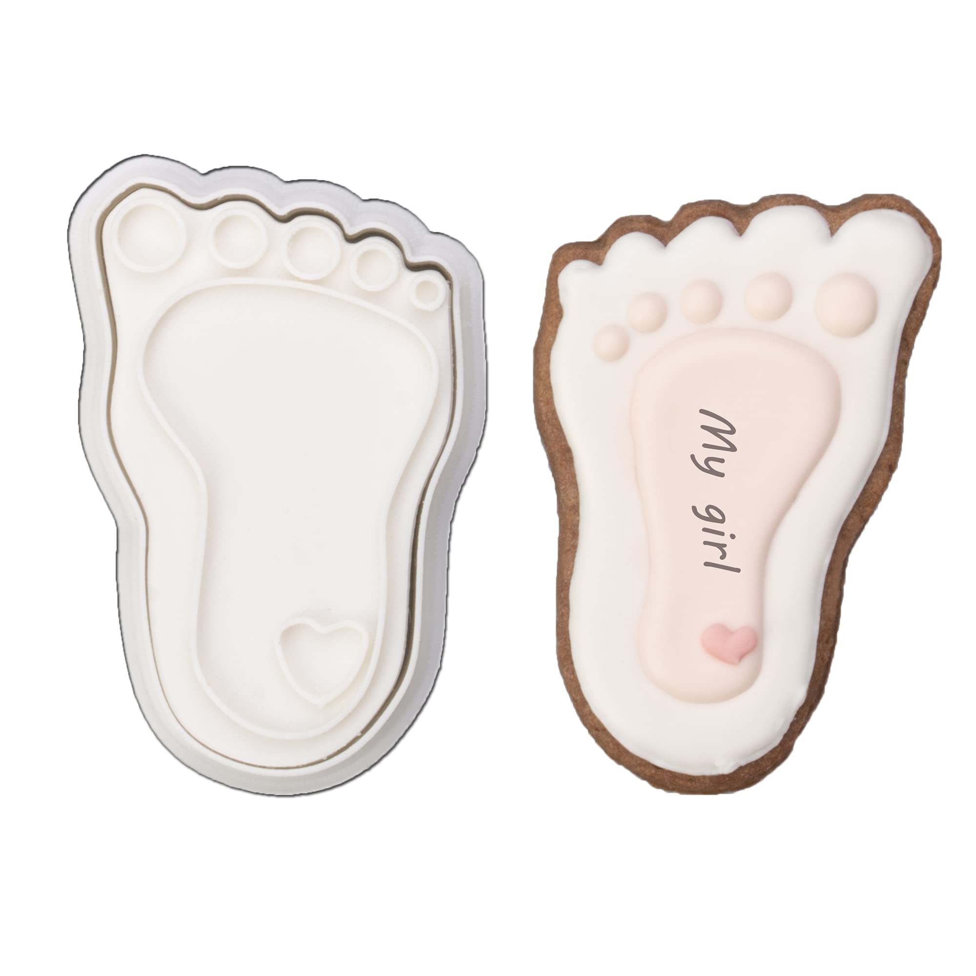 Mostop 3D Cookie Cutter With Baby Foot Stampers Baby Shower Cake Mold Fondant Decorating Tools Diy Mold For Sugar Craft Baking M