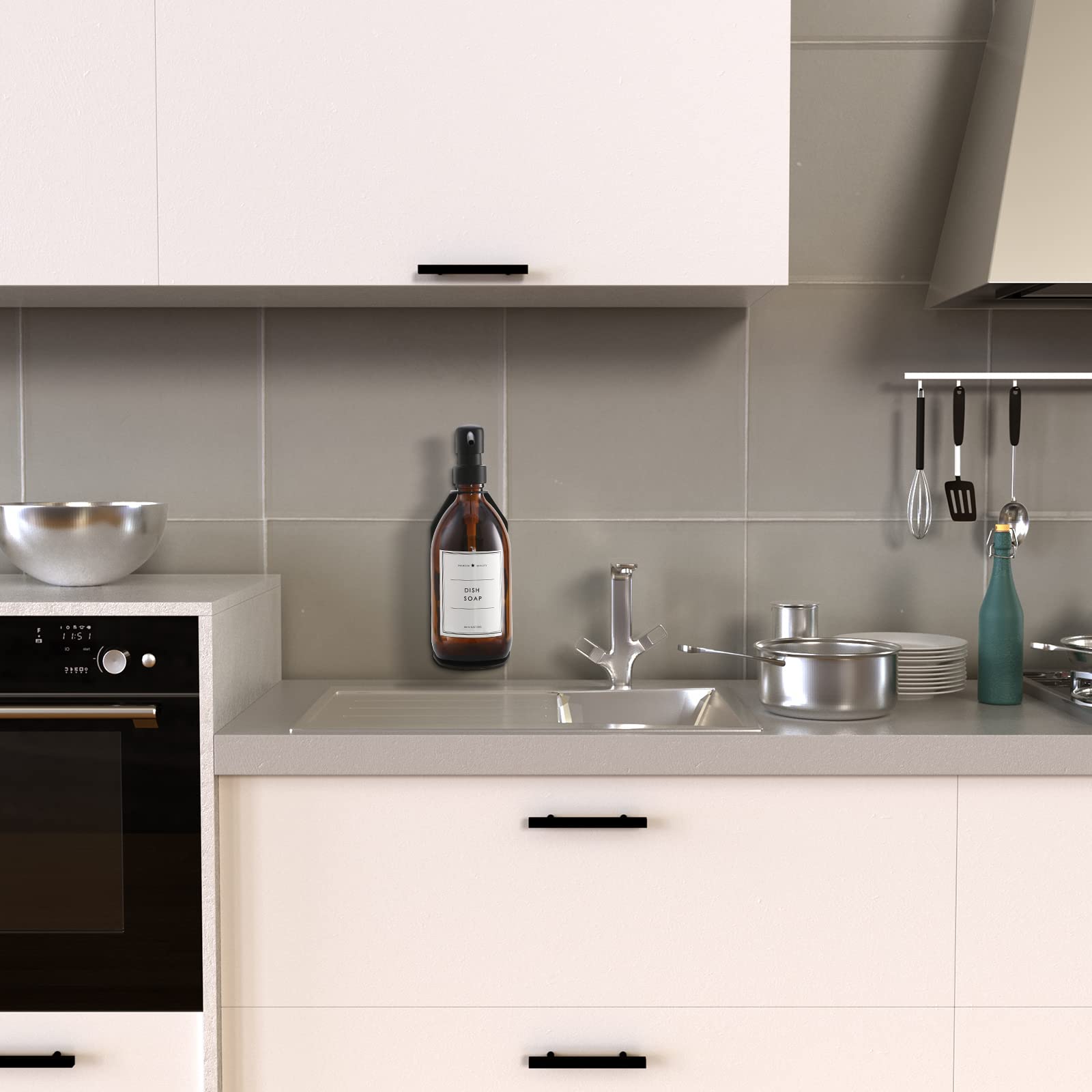 Kusvado Glass No-Drill Wall Mounted Shower Soap Dispenser, Hand Soap Dispenser With Adjustable Stainless Steel Holder For Bathro