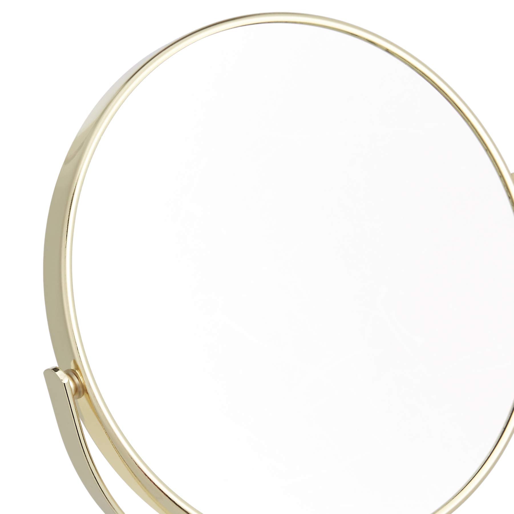 Amazon Basics Tabletop Mount Vanity Round Mirror, 1X/5X Magnification, Iron, 7.2''L X 4.92''W, Gold