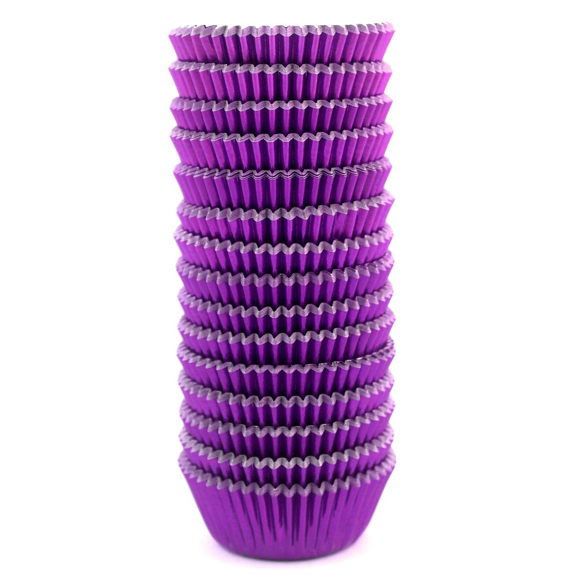 Eoonfirst Mini Foil Metallic Cupcake Liners Muffin Paper Baking Cups 300 Pcs (Dark Purple)