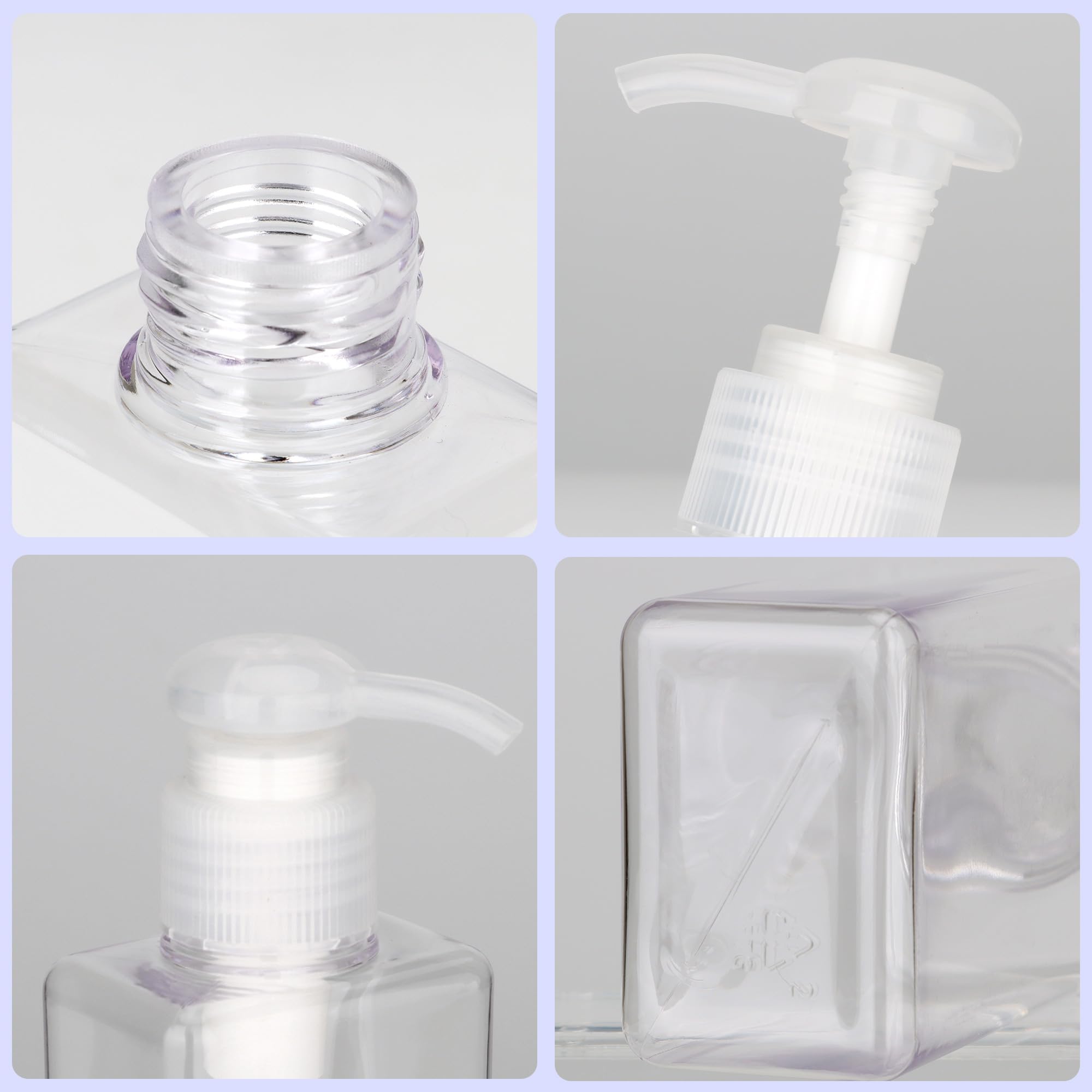 100Ml (3.4Oz) Pump Bottle Dispenser Jansburg 2 Pack Refillable Flat Square Plastic Lotion Dispenser Leakproof Empty Lotion Pump