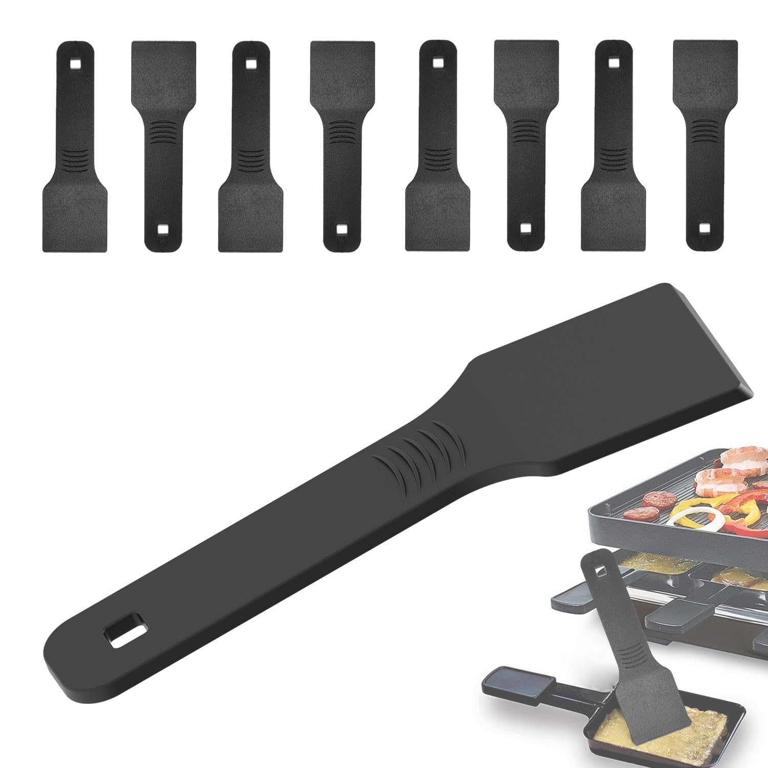 Raclette Spatula Set of 8 for Nonstick Pans | Baking Utensils Set | Kitchen Tools & Gadgets  Ideal for Raclette, Fondue & Baki