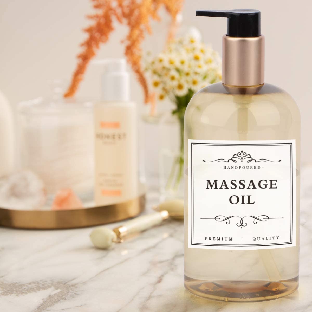 36 Pcs Printed Waterproof Labels For Shampoo And Conditioner Bottles,Bathroom Soap Dispenser Organization Label Stickers White