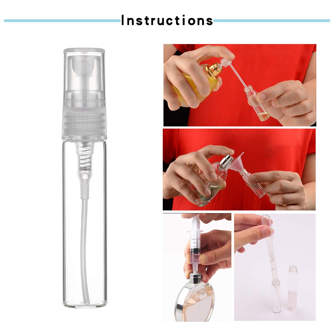 30Pcs 3Ml/0.101 Oz Portable Mini Refillable Clear Glass Empty Sprayer Perfume Bottles Cosmetic Atomizers Spray Bottle Container