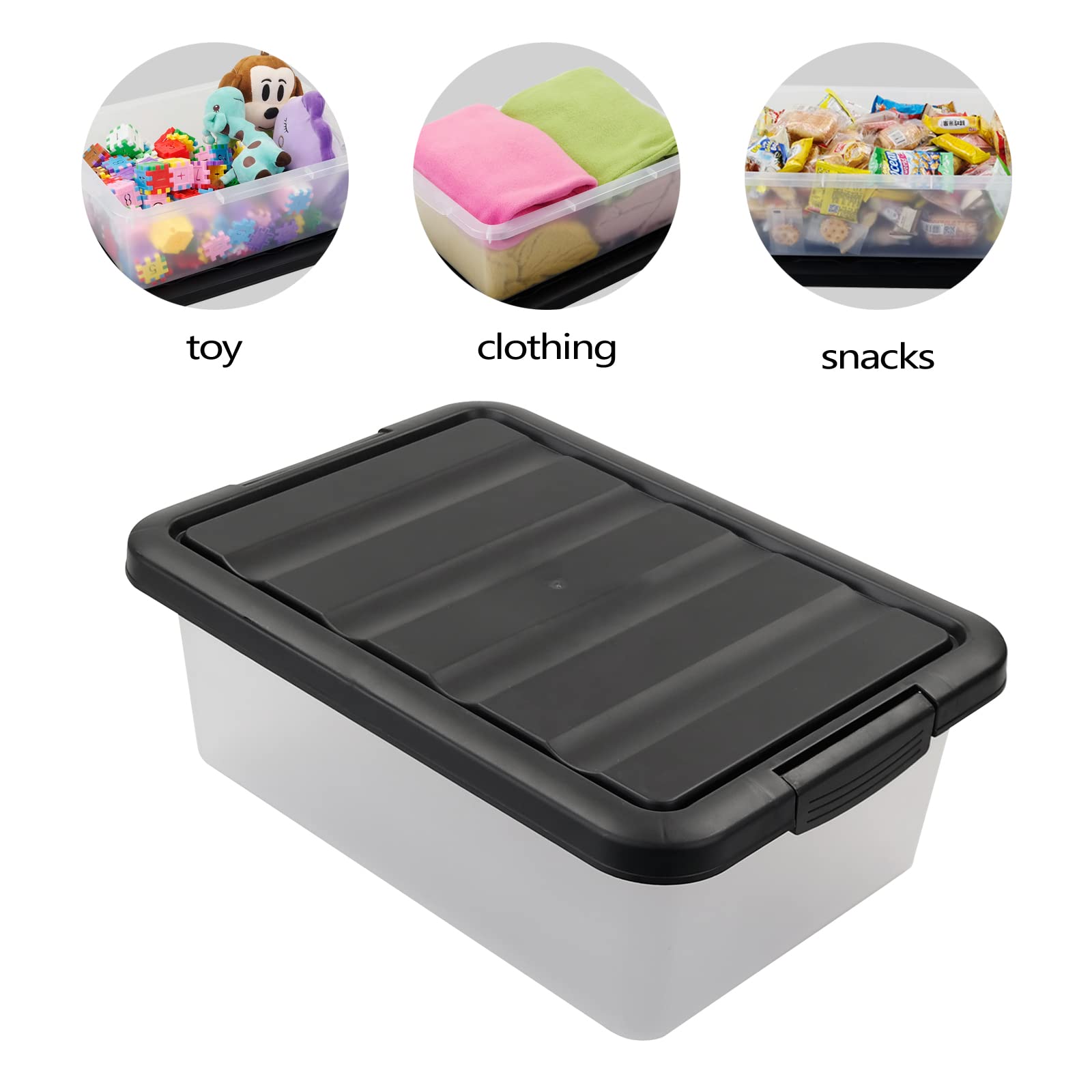 Wekioger Versatile Plastic Storage Box Organizer Bins with Black Lids  14 Quart  2 Packs