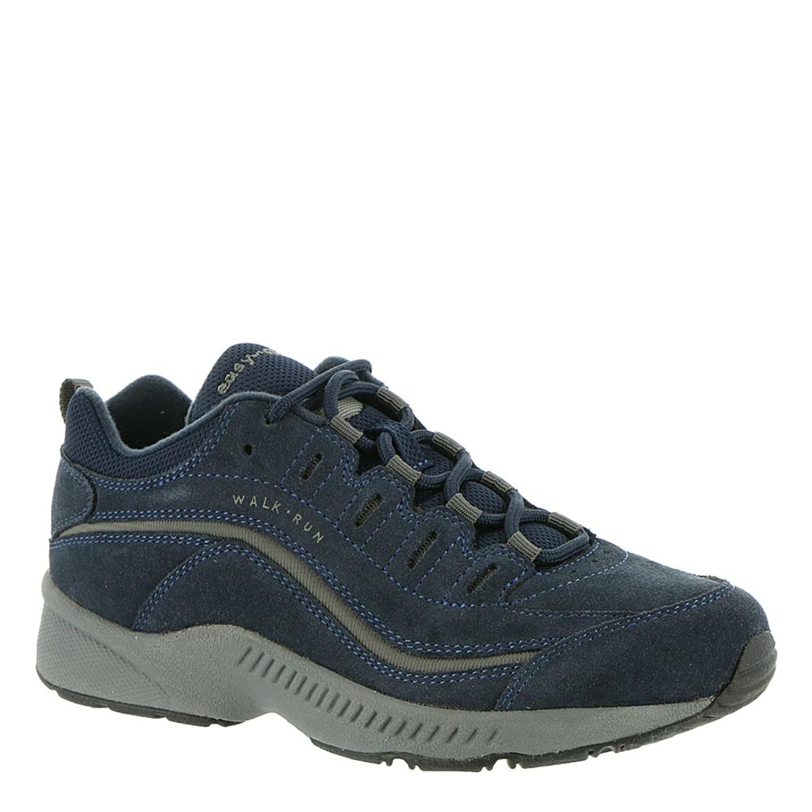 Easy Spirit Womens Romy Sneaker, Navy Suede 420, 7 Wide