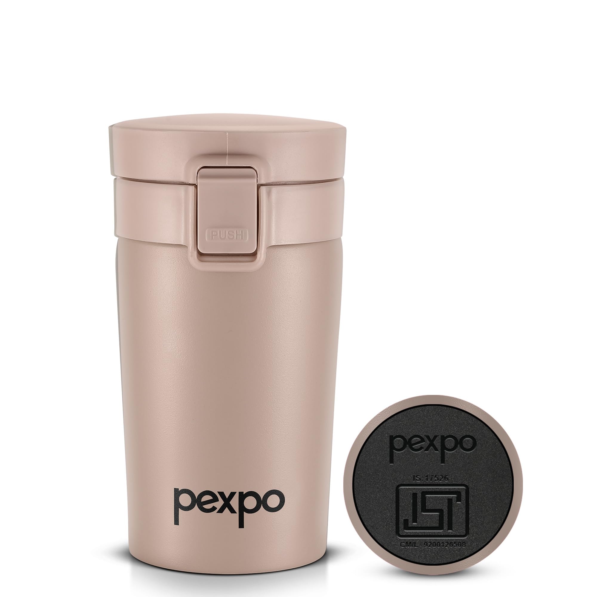 Pexpo Thermos Flask Vacuum Insulated Travel Coffee Mug, 260Ml | Hot & Cold | Isi Certified Stainless Steel | 3 Layer Insulation 