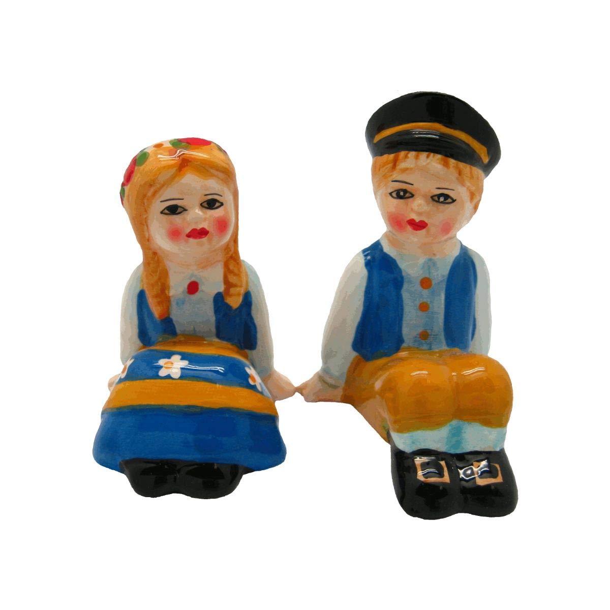 Swedish Sitting Couple Vintage Ceramic Salt And Pepper Shakers Set By E.H.G