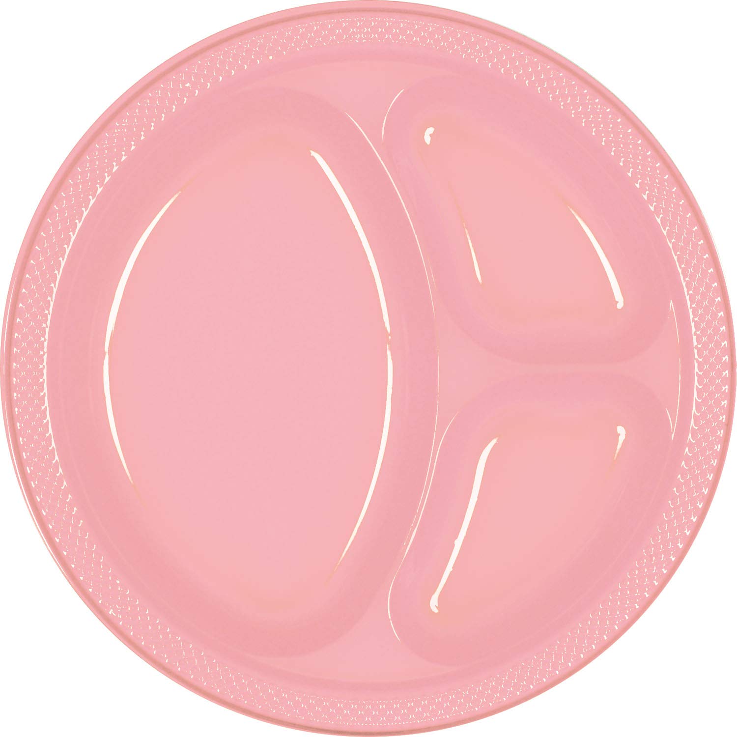 New Pink 3-Compartment Plastic Plates - 10''(Pack Of 20) - Vibrant & Convenient Party Plates For All Occasions